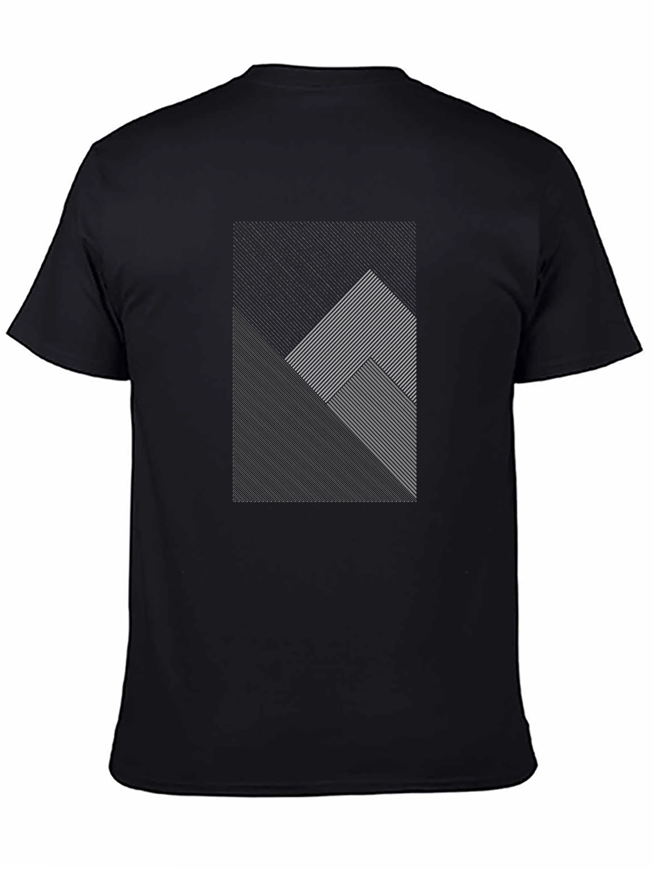 Modern Geometric Line Pattern Black T-Shirt