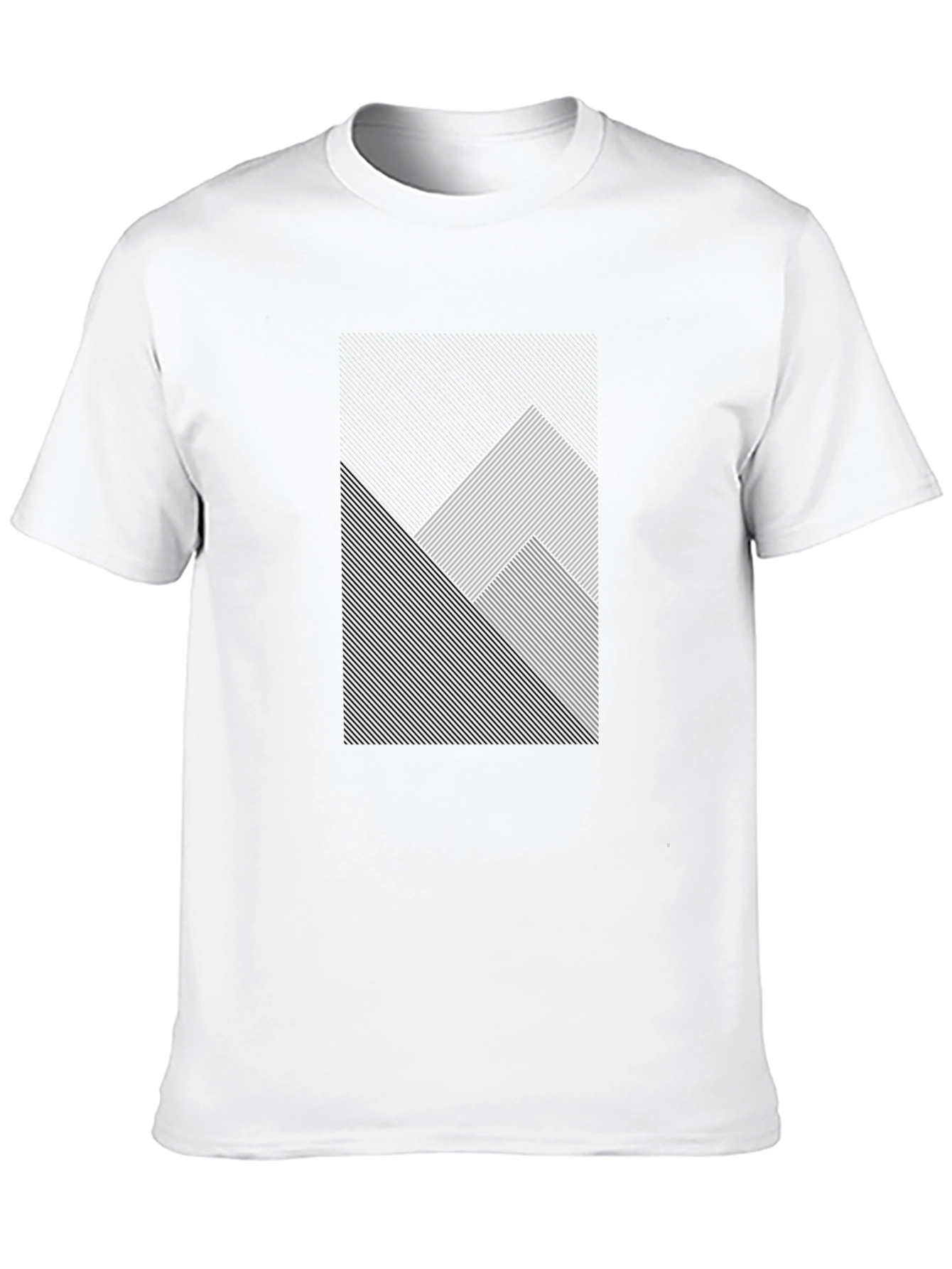 Modern Geometric Line Pattern Black T-Shirt