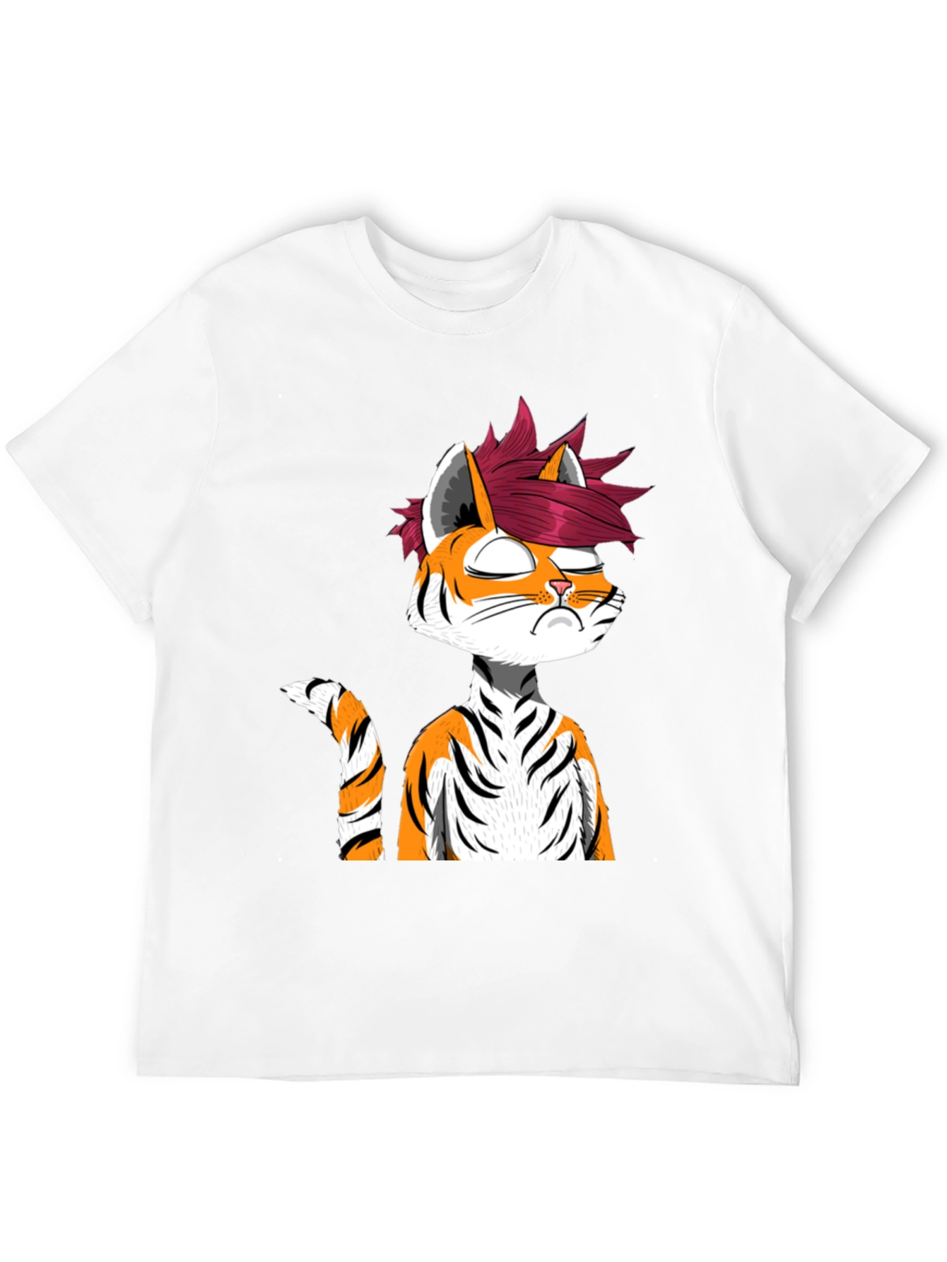 Edgy Anime Tiger Graphic Tee - Black T-Shirt