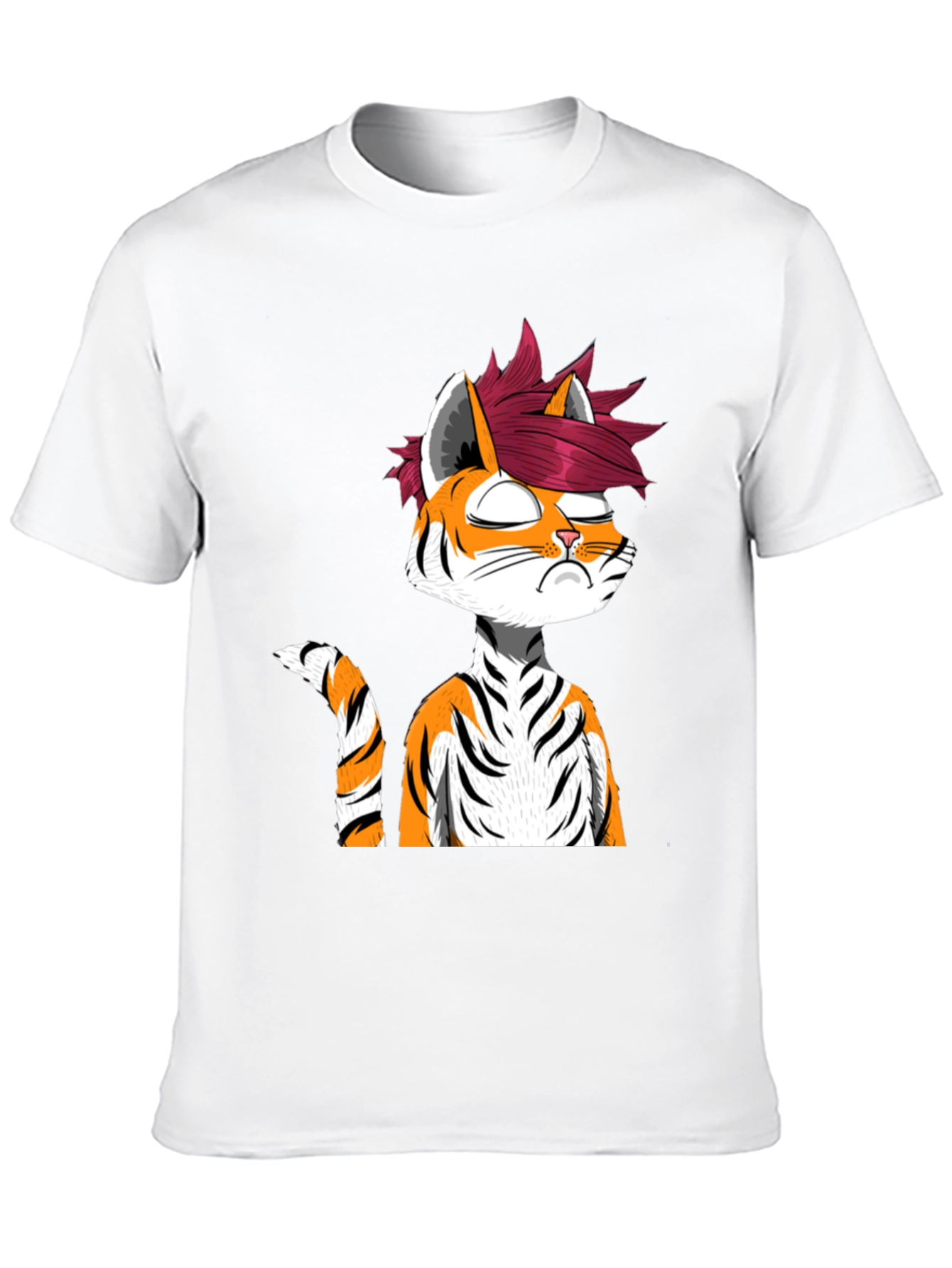 Edgy Anime Tiger Graphic Tee - Black T-Shirt