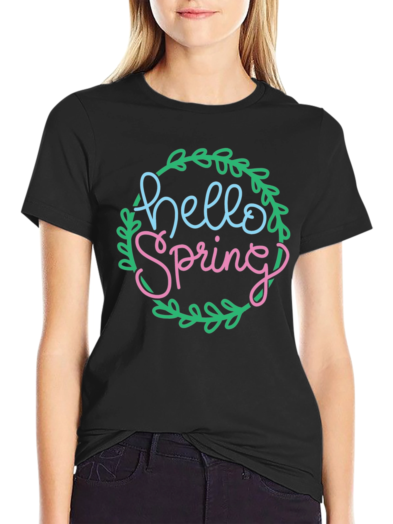 Hello Spring Graphic Tee - Mens Black T-Shirt