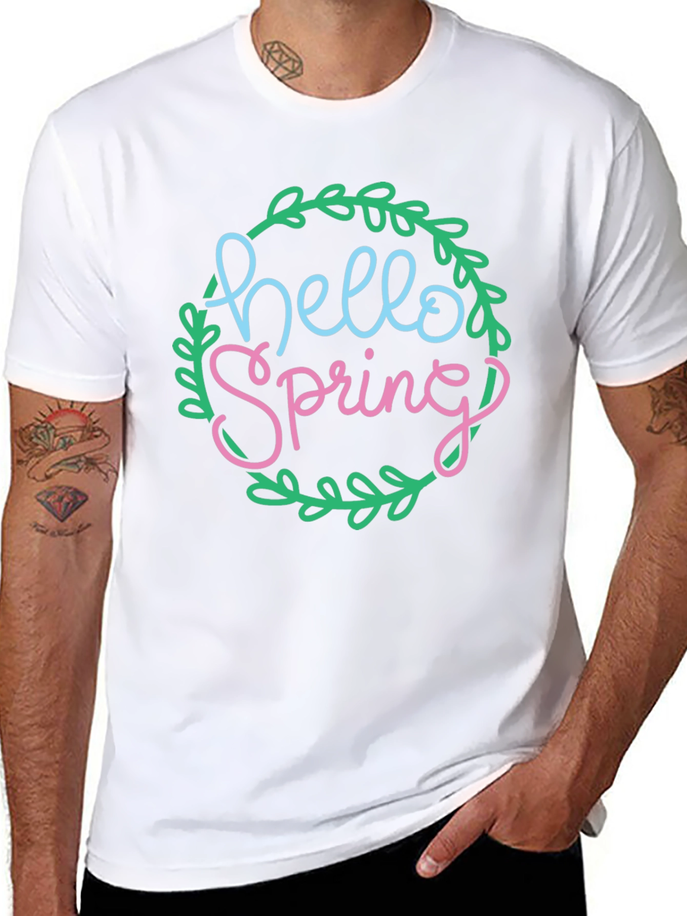 Hello Spring Graphic Tee - Mens Black T-Shirt