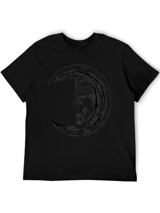 Crescent Moon Face Graphic Tee - Stylish Black T-Shirt
