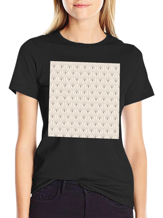 Geometric Art Deco Style Black T-Shirt