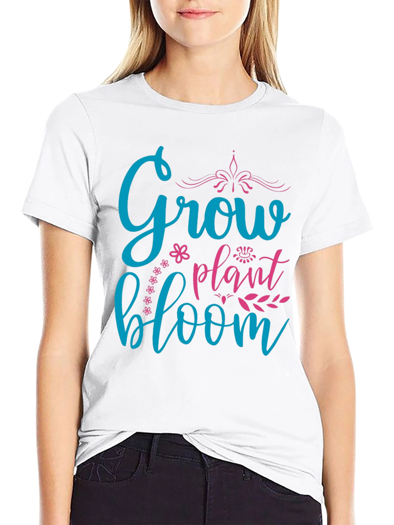 Grow Plant Bloom T-Shirt - Black Graphic Tee