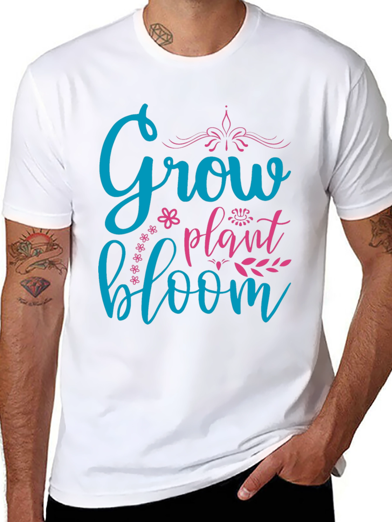 Grow Plant Bloom T-Shirt - Black Graphic Tee