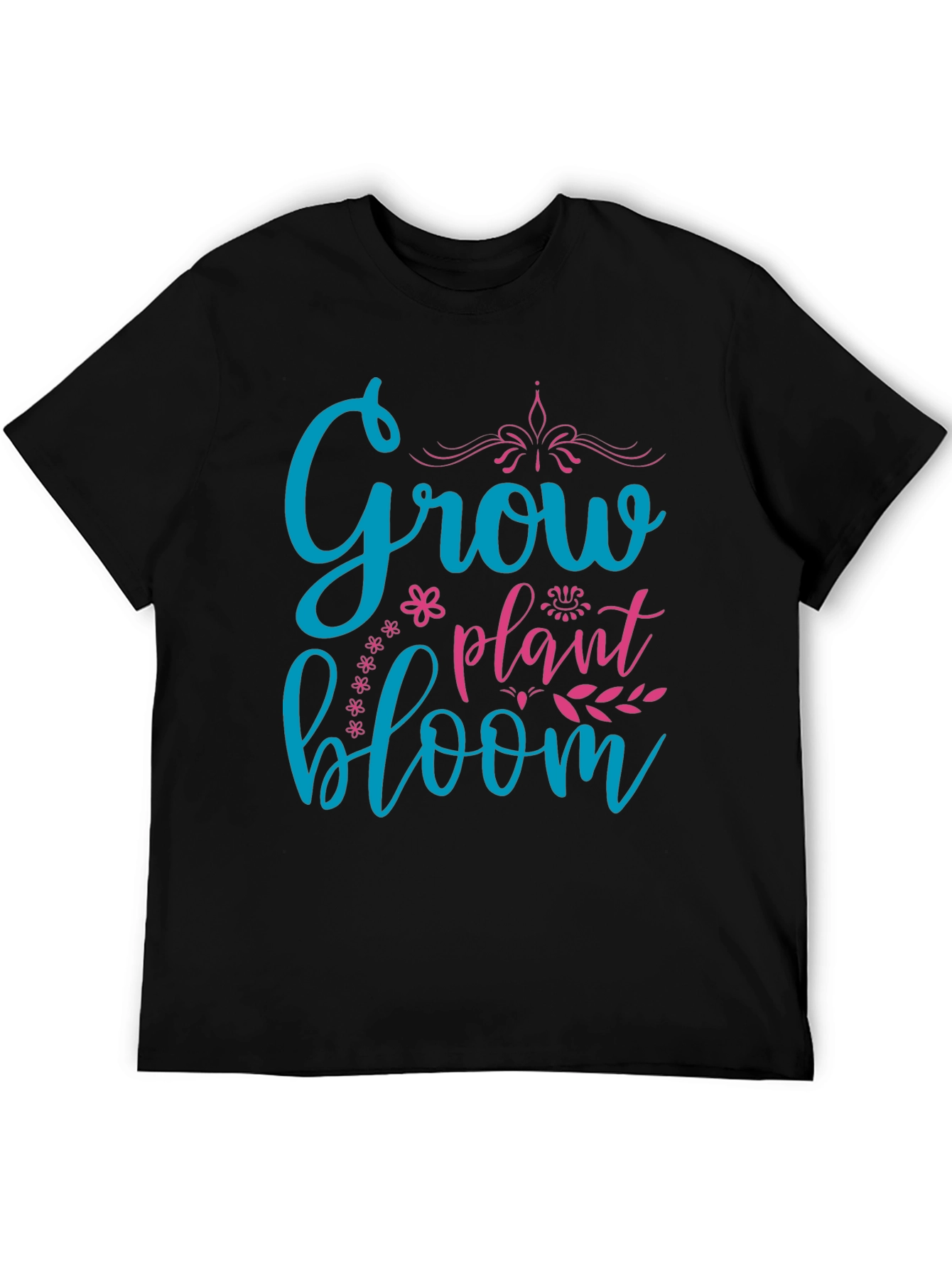 Grow Plant Bloom T-Shirt - Black Graphic Tee