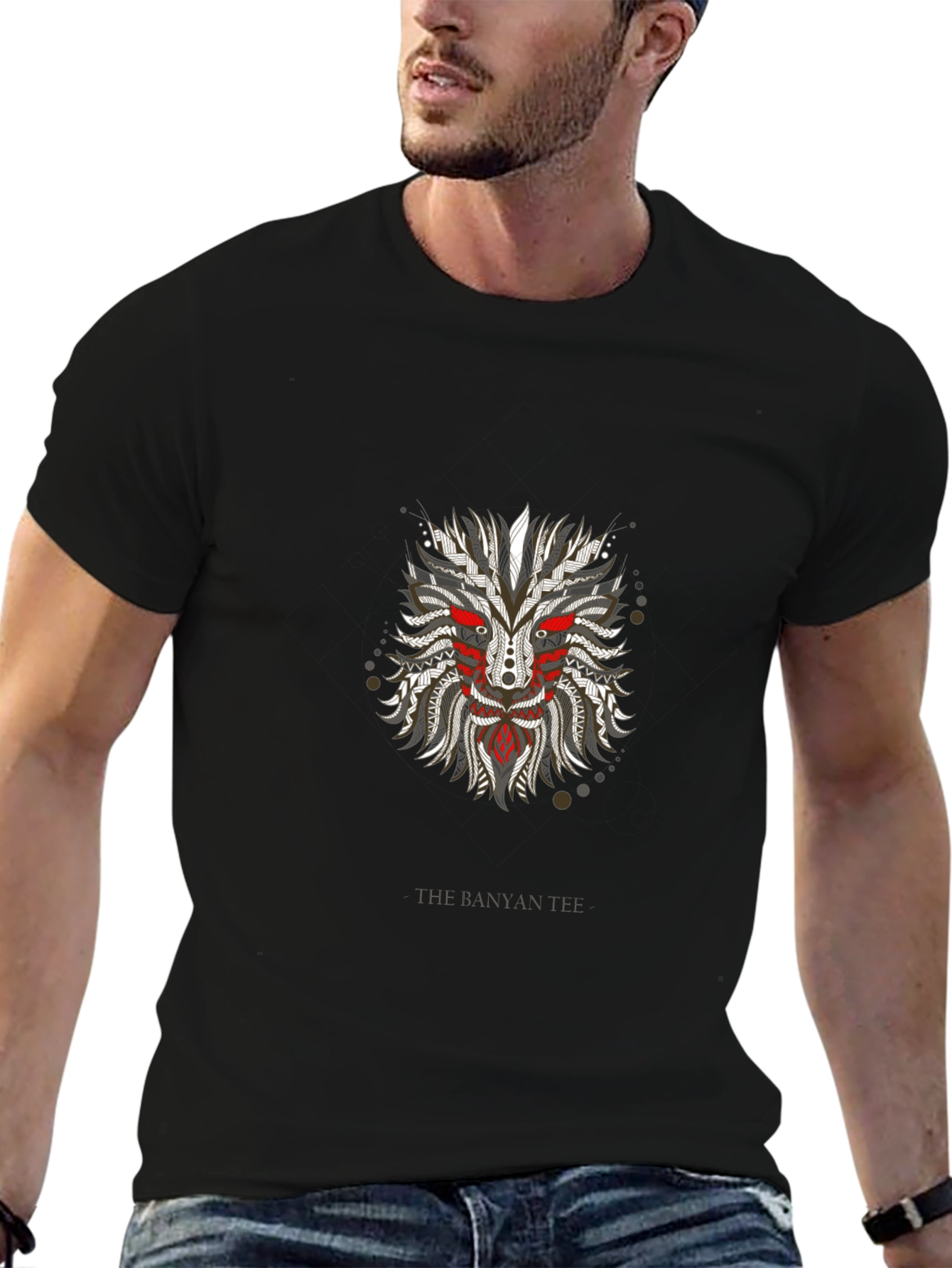 Tribal Mask Graphic Black T-Shirt