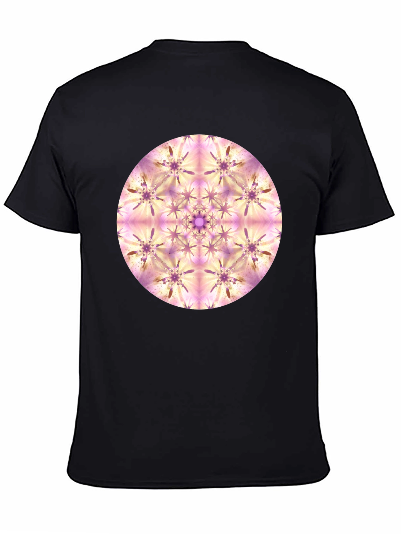 Abstract Mandala Graphic Print Black T-Shirt