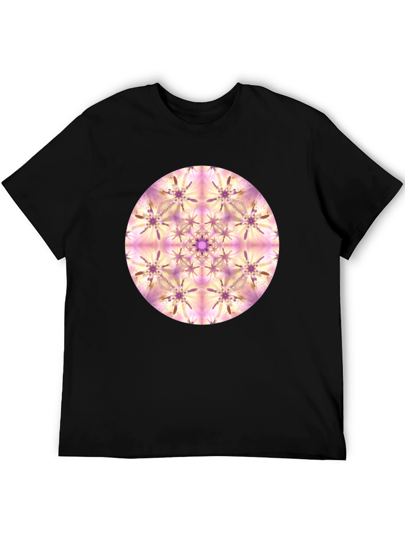 Abstract Mandala Graphic Print Black T-Shirt