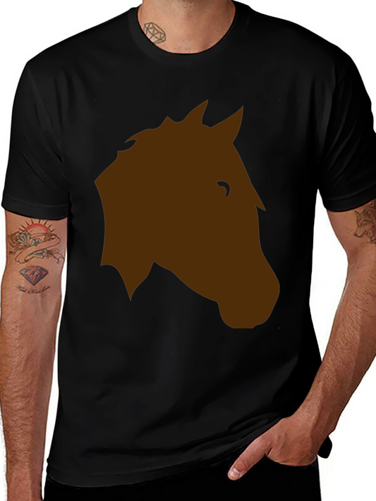 Horse Head Graphic T-Shirt - Casual Black Tee