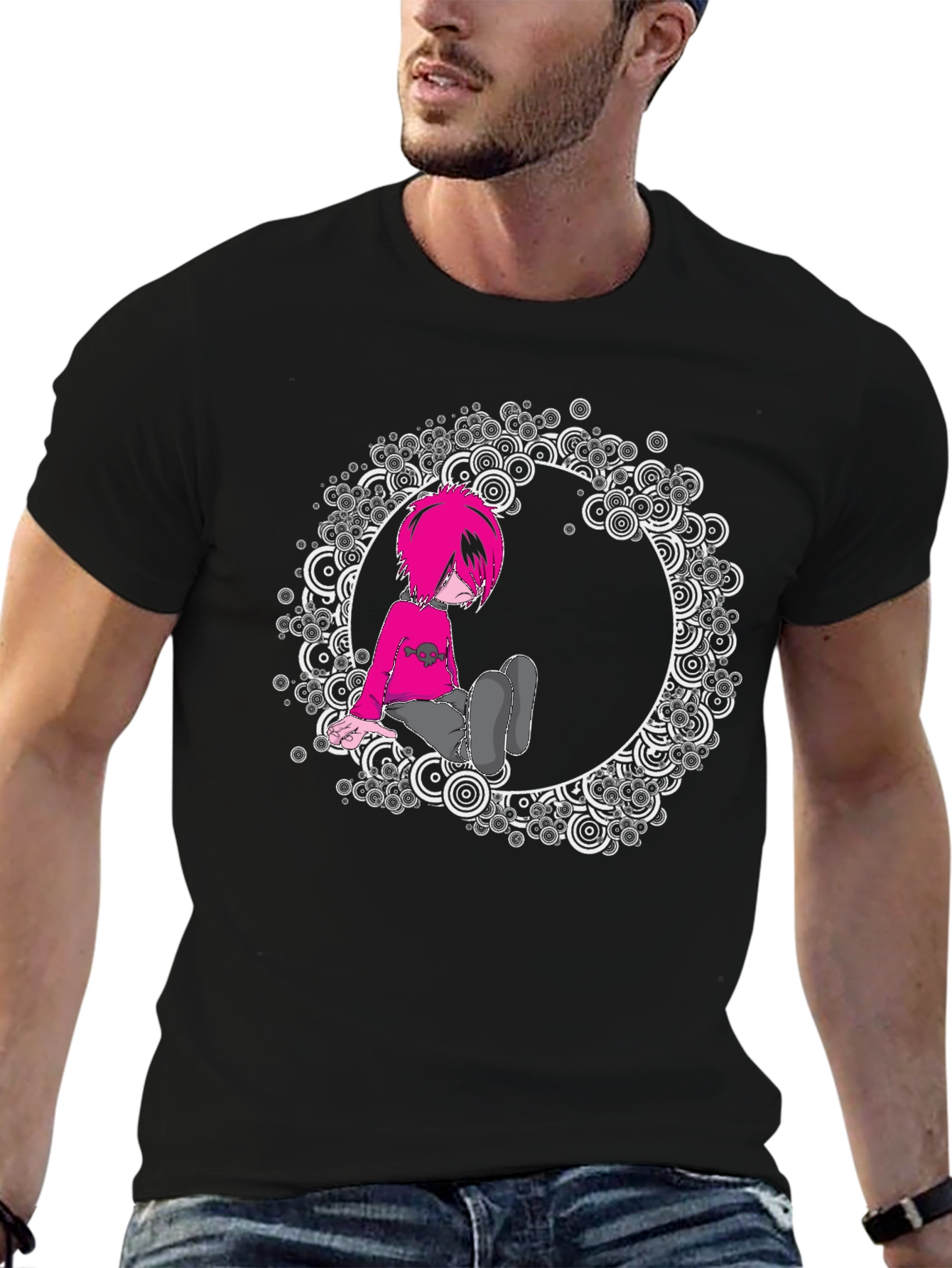 Black T-Shirt with Graphic Design