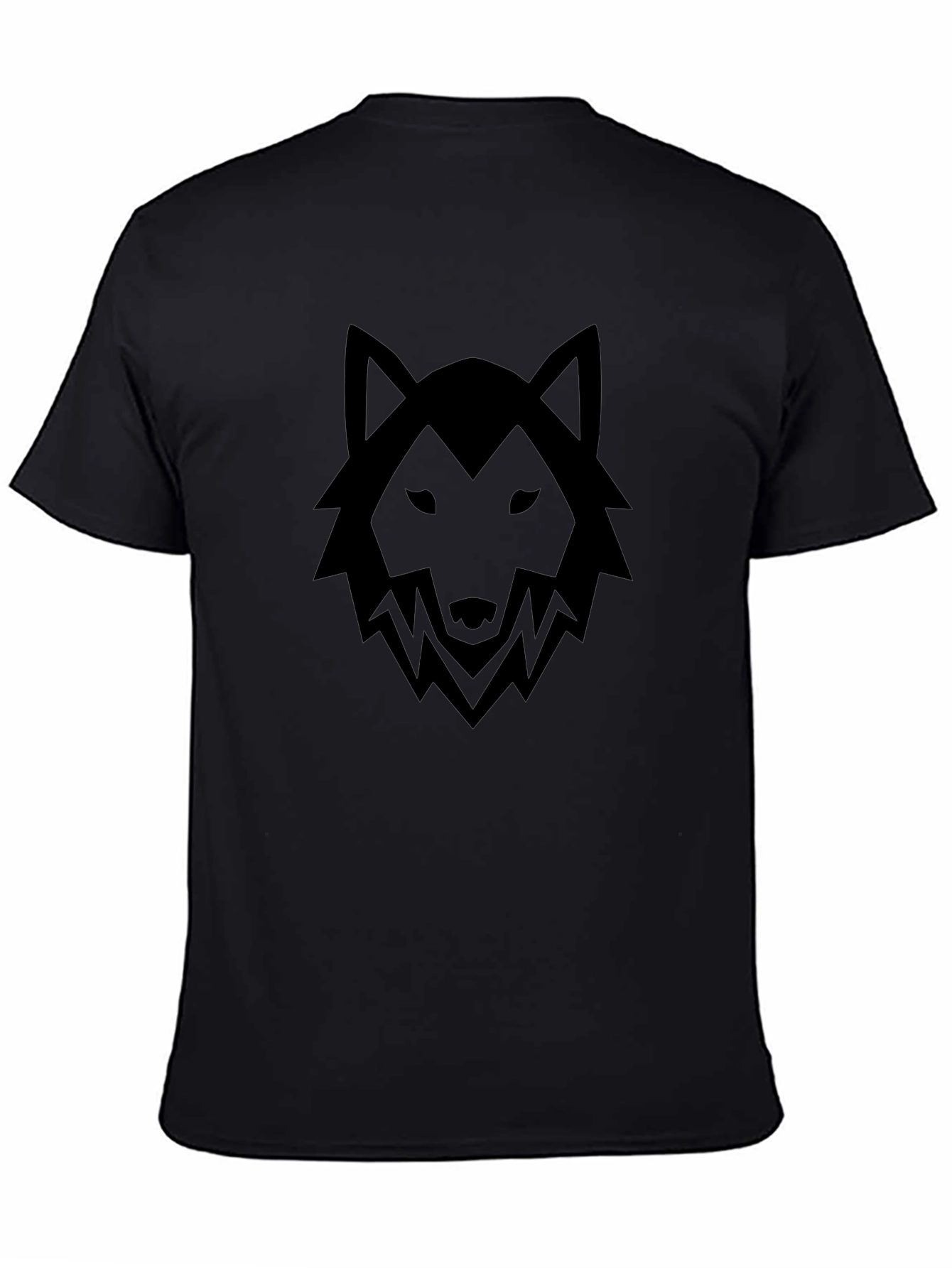 Mens Black T-Shirt with Wolf Graphic