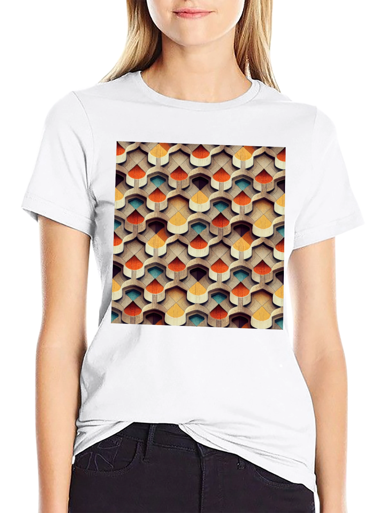 Abstract Geometric Pattern T-Shirt - Modern Design