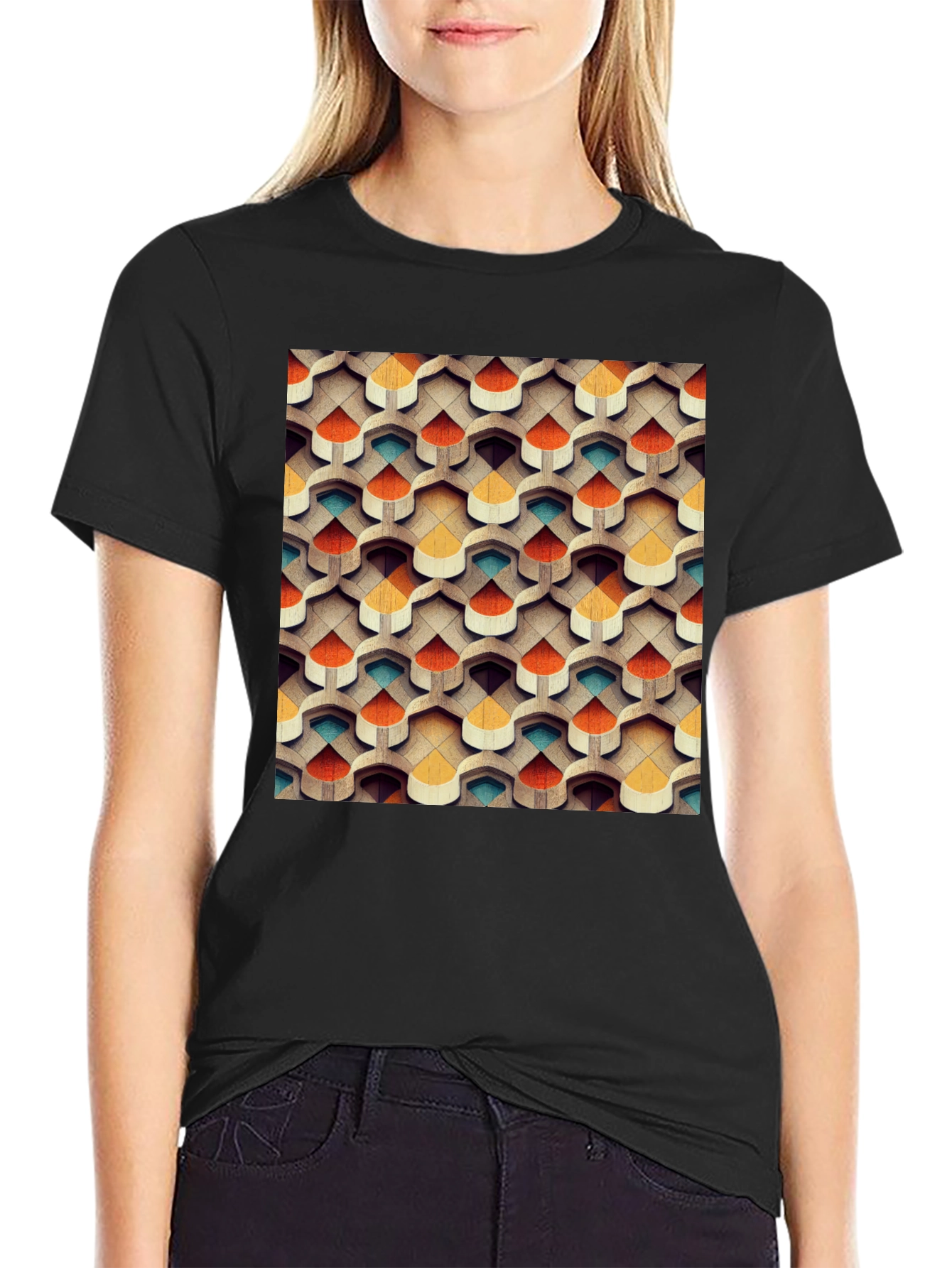 Abstract Geometric Pattern T-Shirt - Modern Design