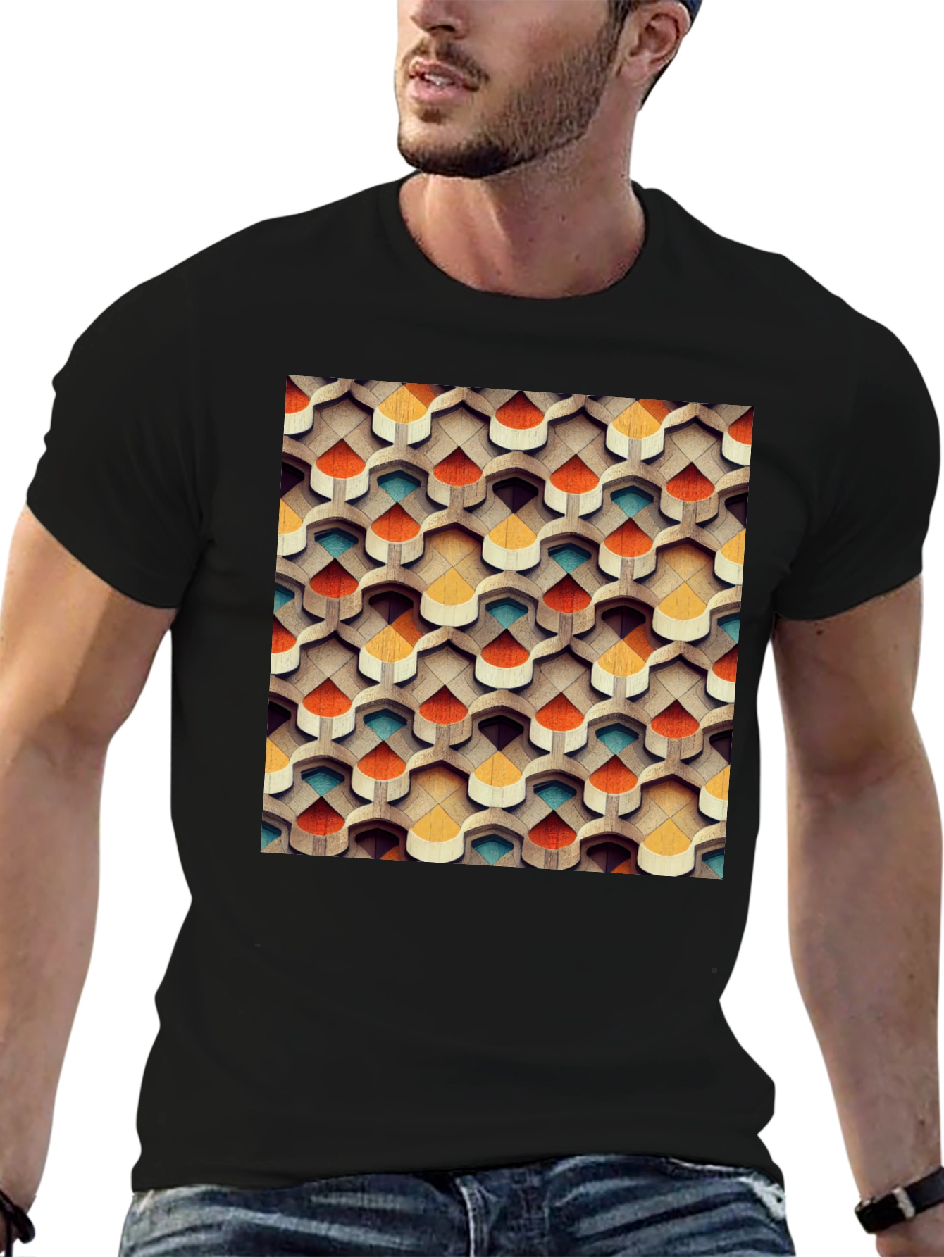 Abstract Geometric Pattern T-Shirt - Modern Design