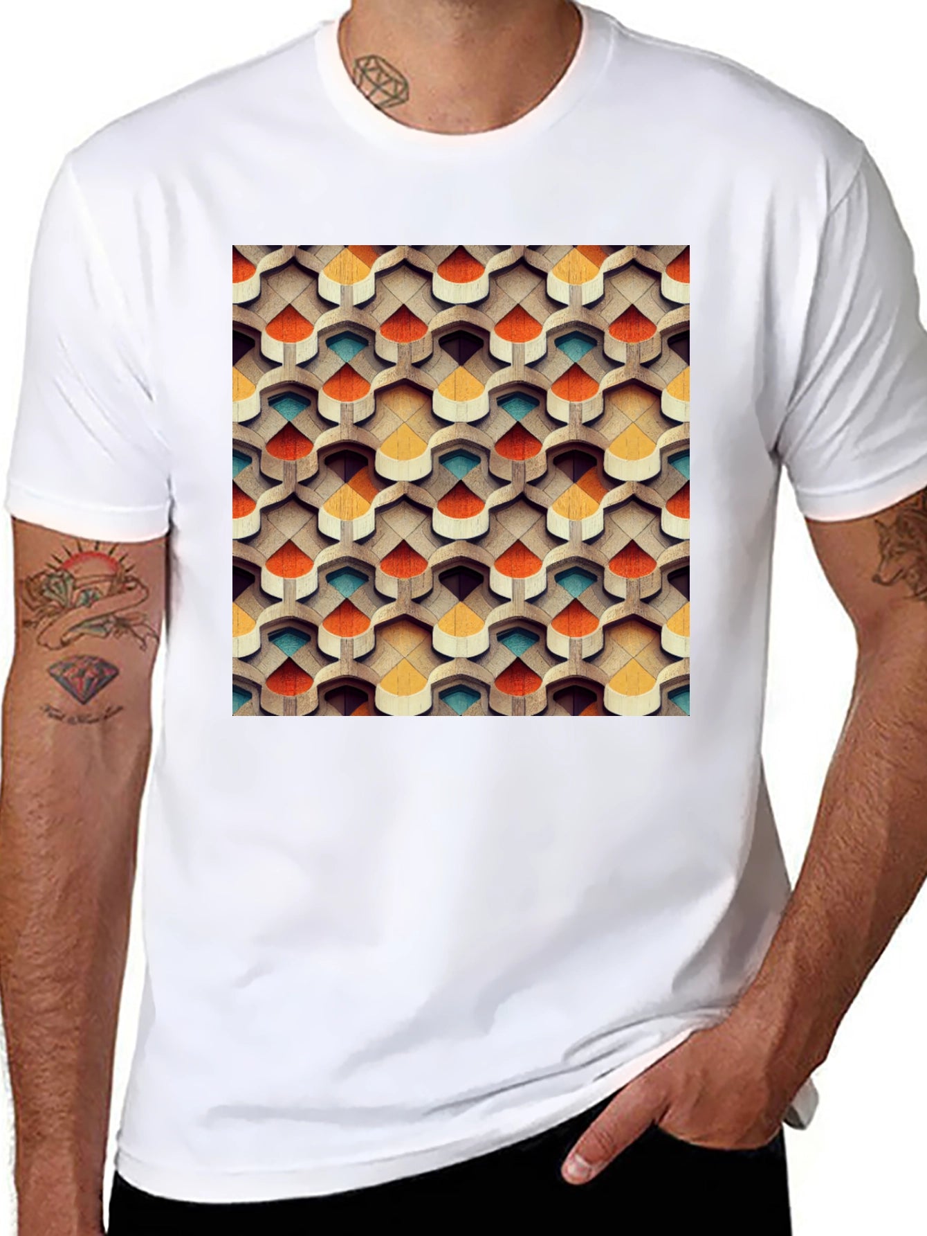 Abstract Geometric Pattern T-Shirt - Modern Design