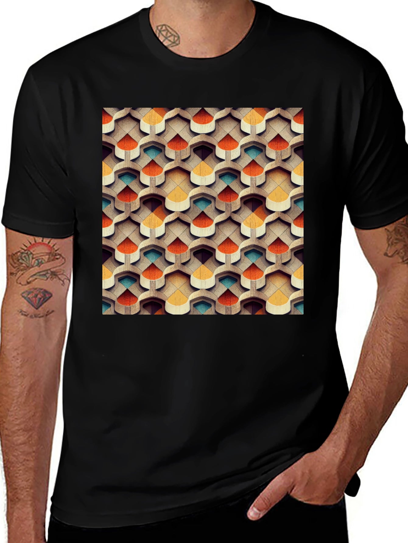 Abstract Geometric Pattern T-Shirt - Modern Design