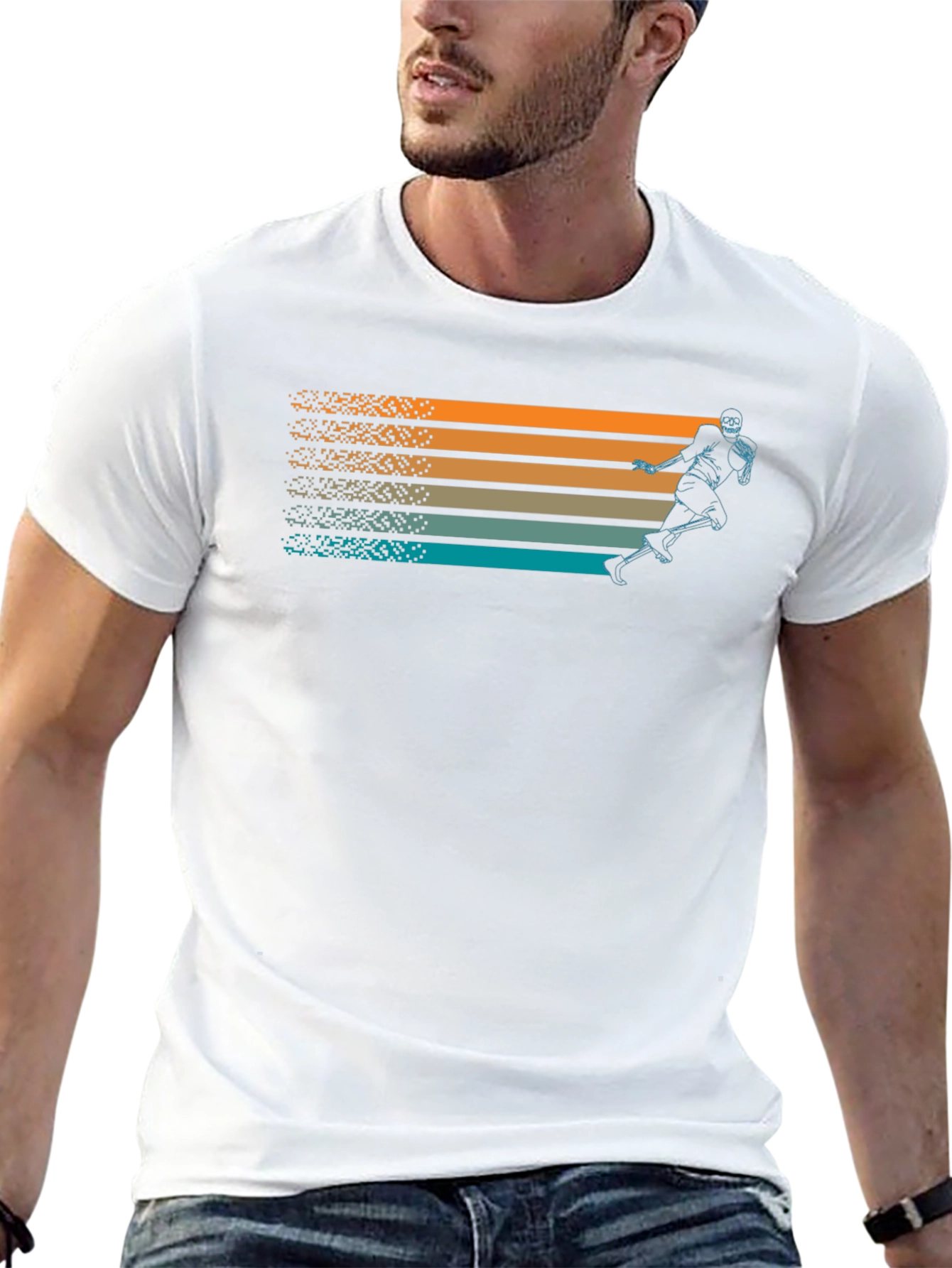 Retro Football Player Graphic T-Shirt