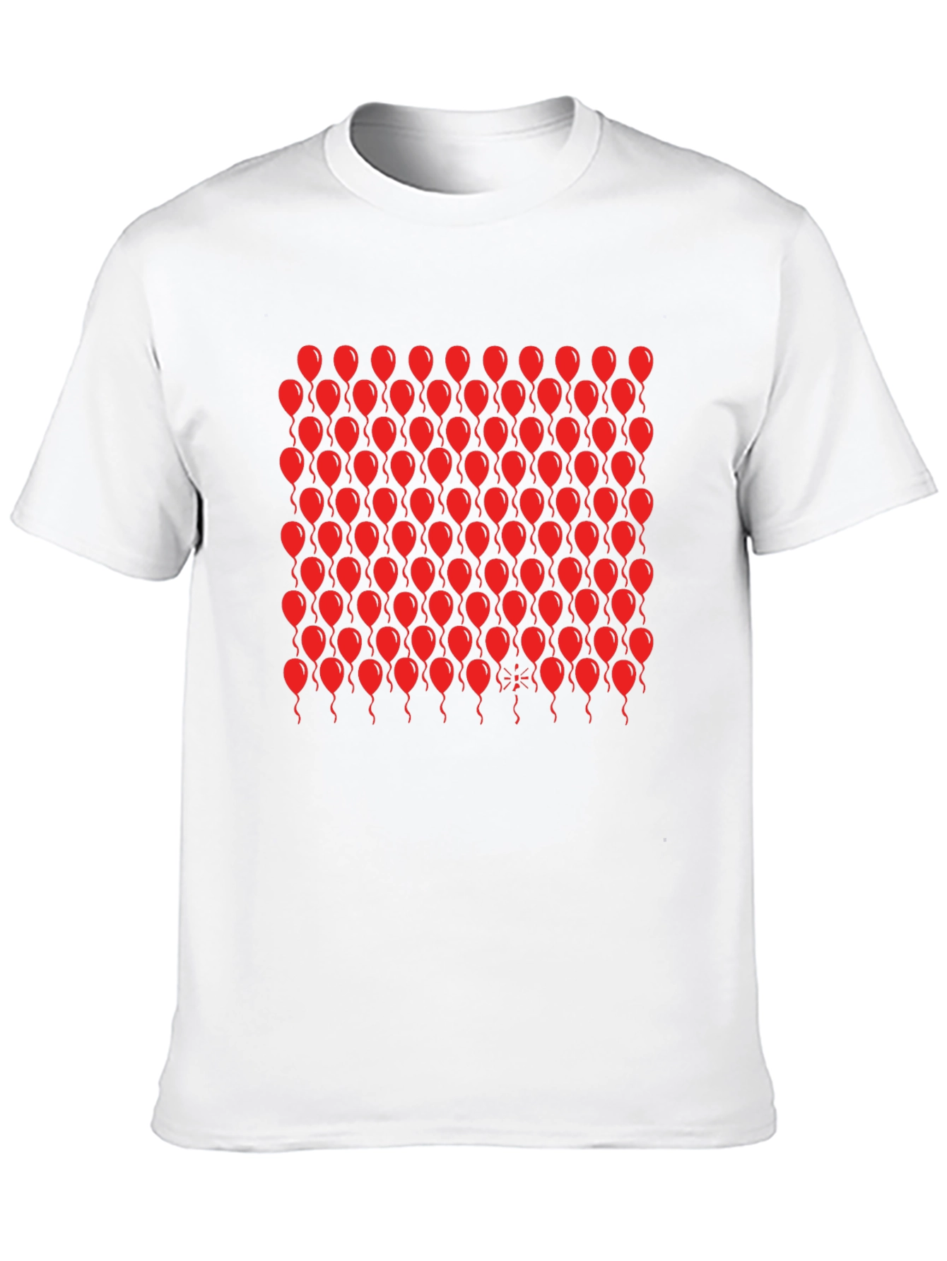 Black T-Shirt with Red Balloon Pattern