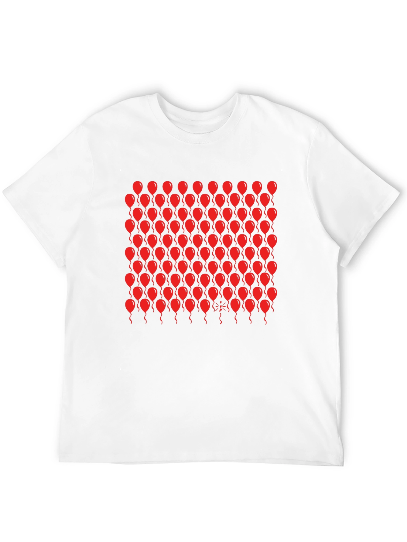 Black T-Shirt with Red Balloon Pattern