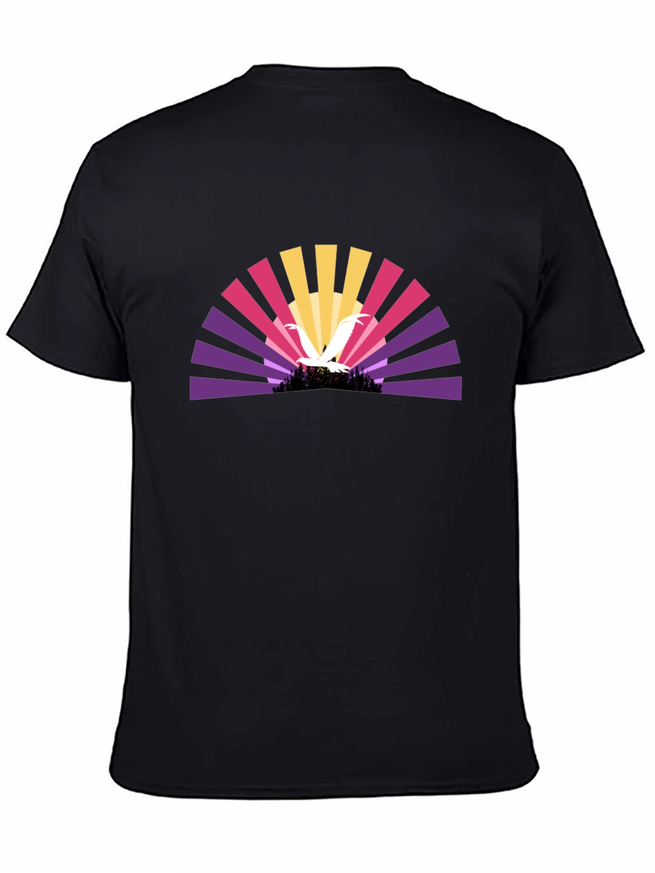 Sunset Bird Graphic Black T-Shirt