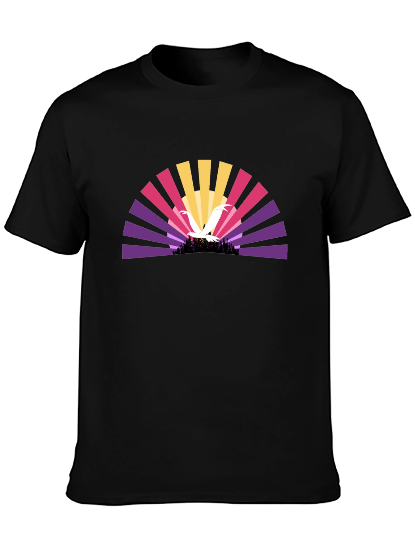 Sunset Bird Graphic Black T-Shirt