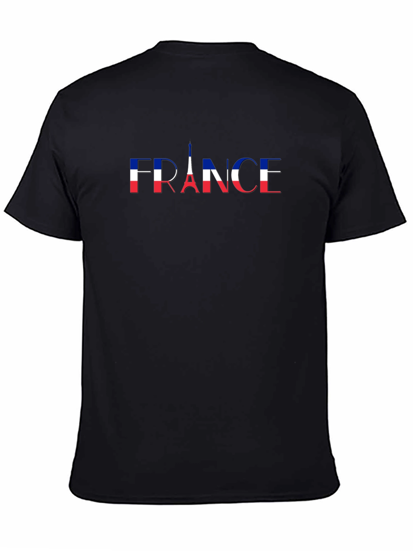 France Flag Eiffel Tower Graphic Tee - Black