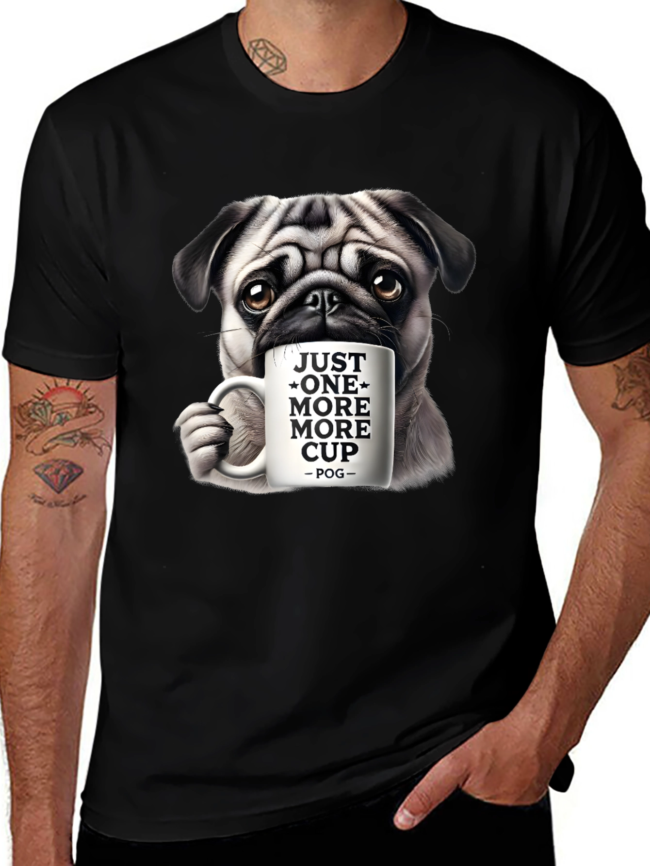 Pug Lover T-Shirt: Just One More Cup!