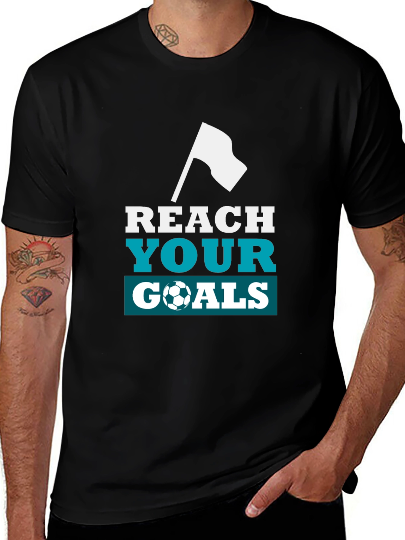Reach Your Goals Graphic Tee - Black Soccer Shirt