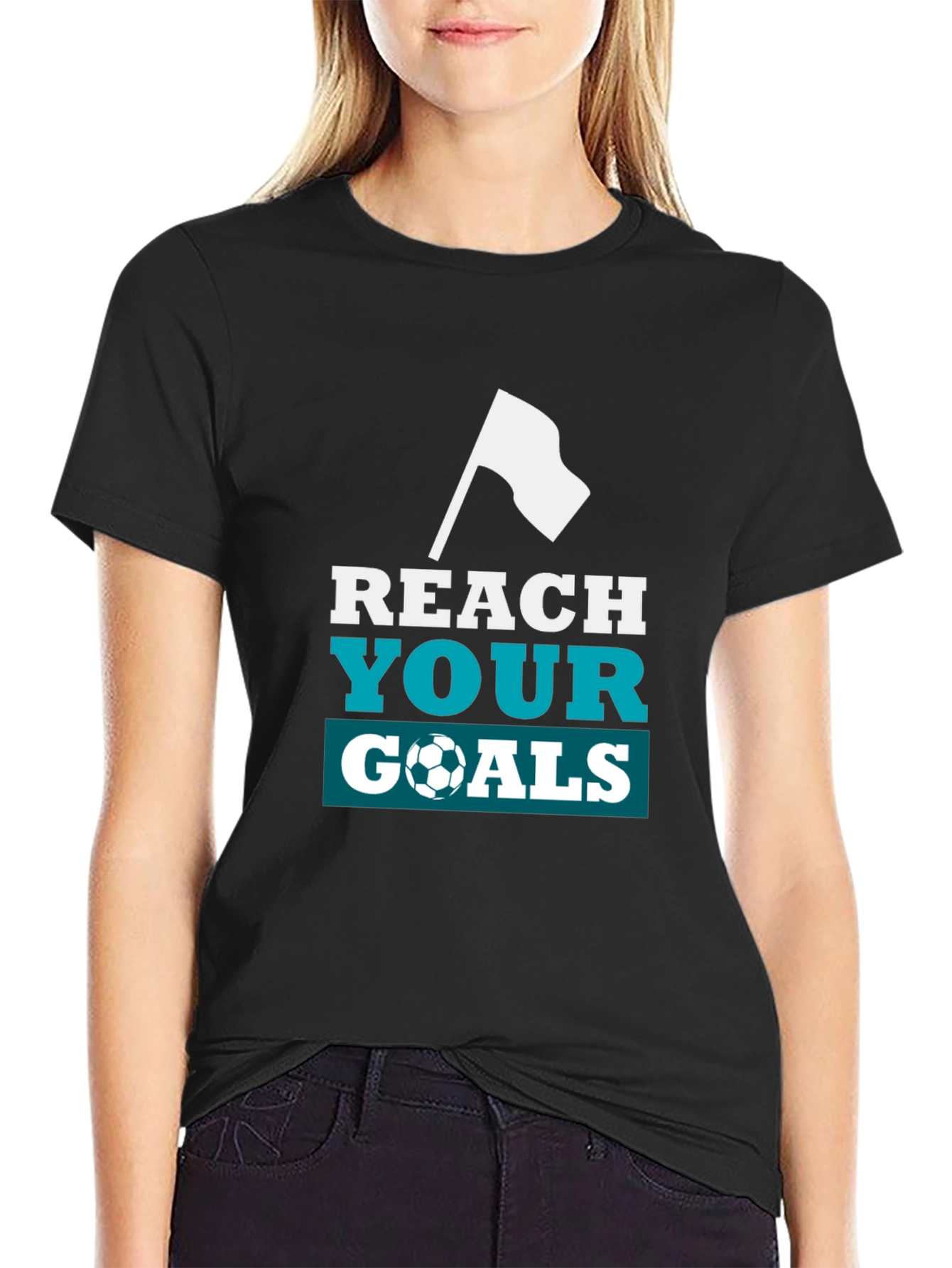 Reach Your Goals Graphic Tee - Black Soccer Shirt