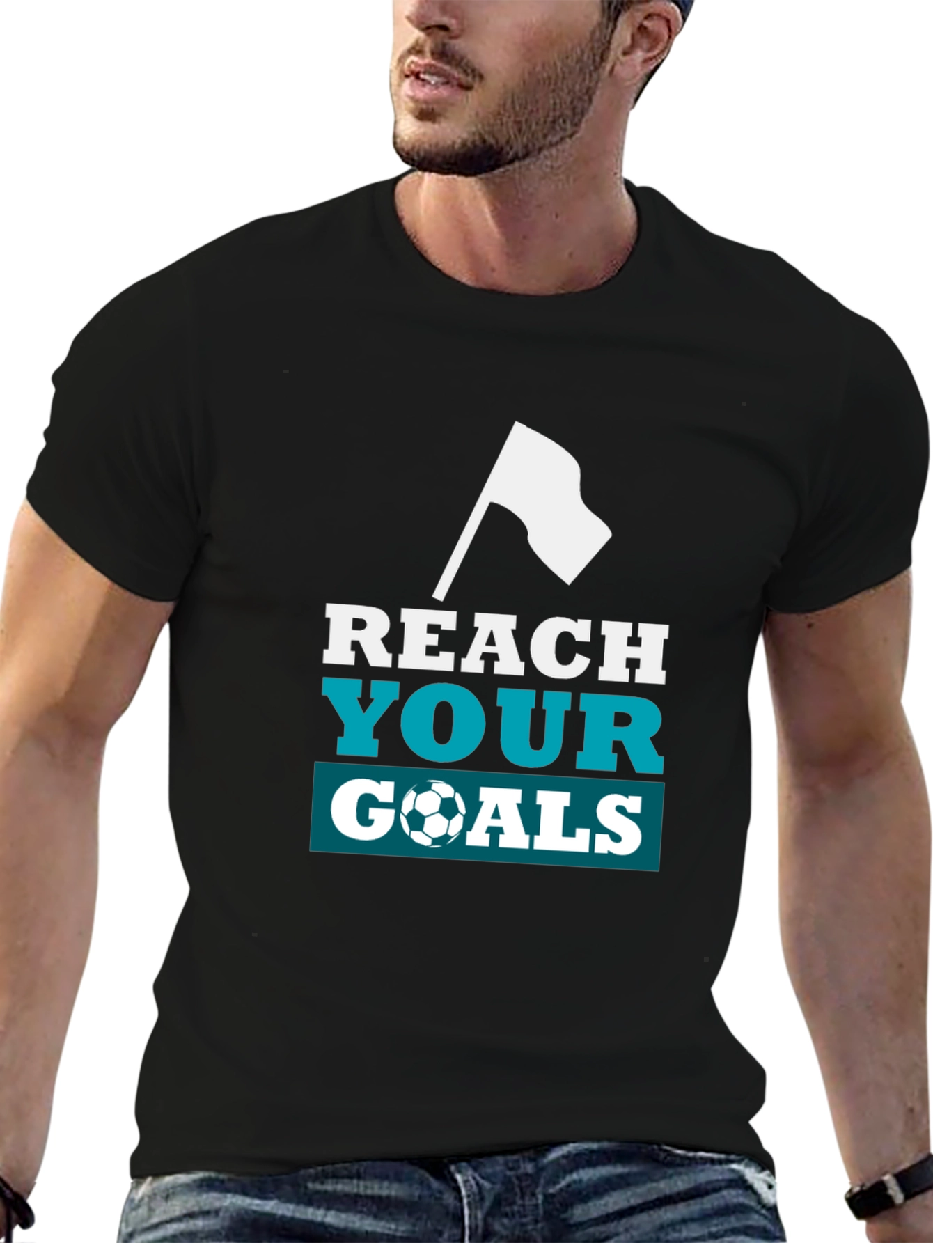 Reach Your Goals Graphic Tee - Black Soccer Shirt