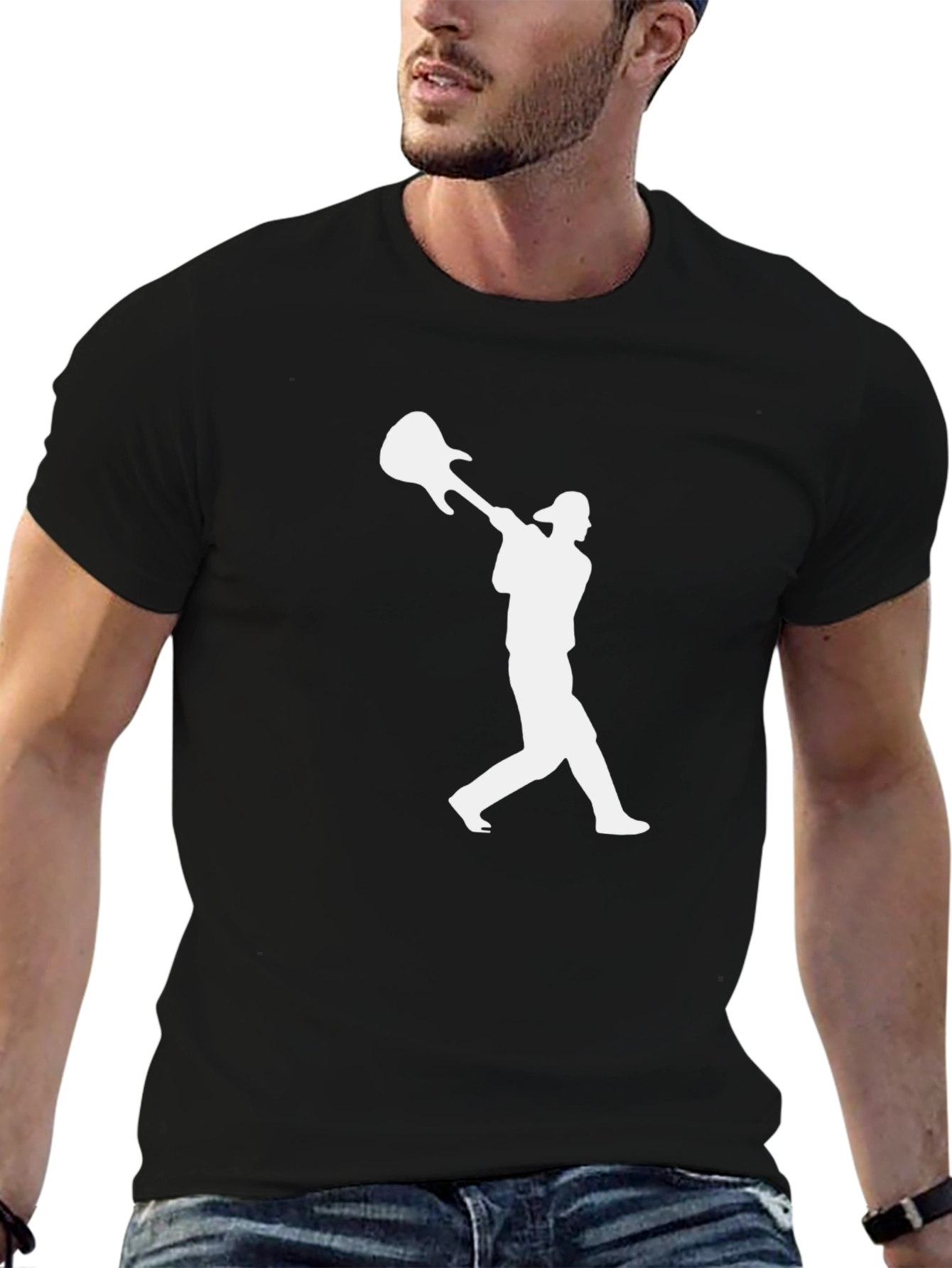 Guitar Smash Graphic Tee - Black Cotton T-Shirt