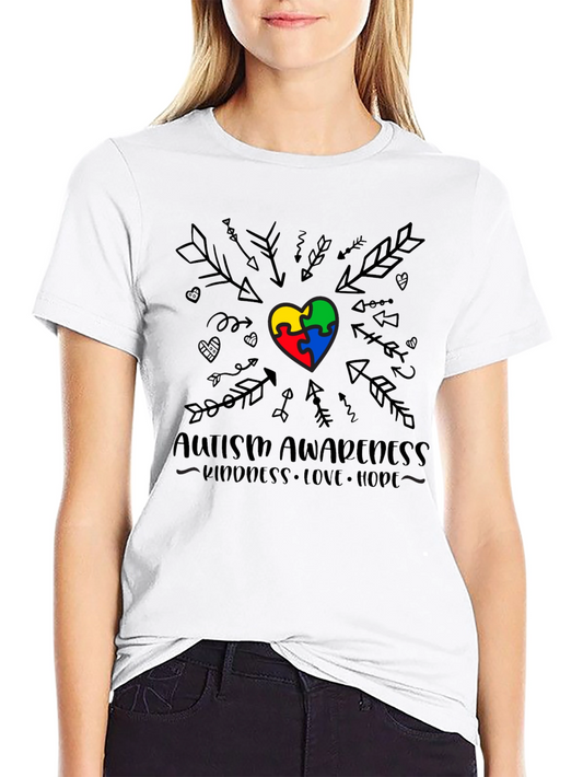 Autism Awareness Heart Arrows Black T-Shirt
