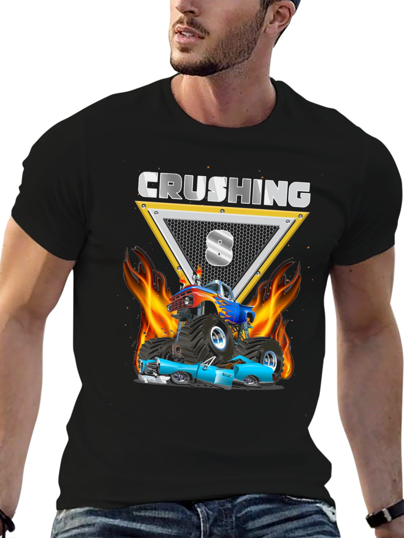 Crushing 8th Birthday Monster Truck T-Shirt