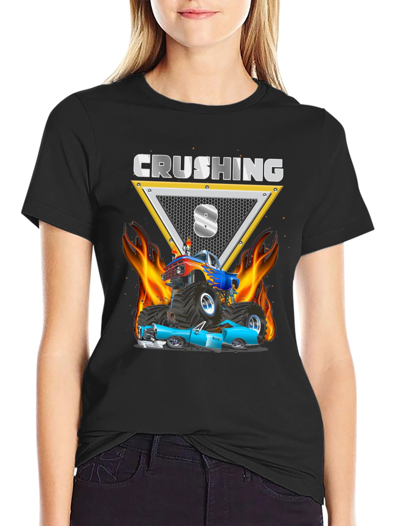 Crushing 8th Birthday Monster Truck T-Shirt