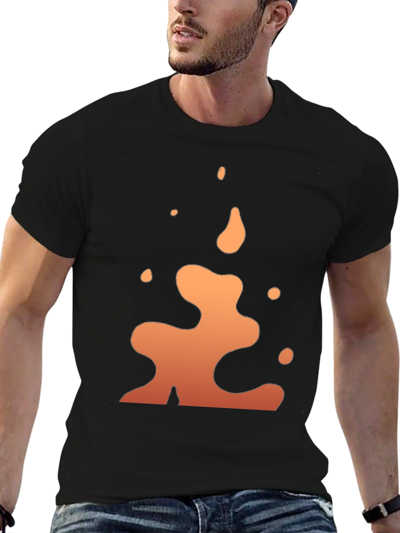 Abstract Graphic Print T-Shirt - Black