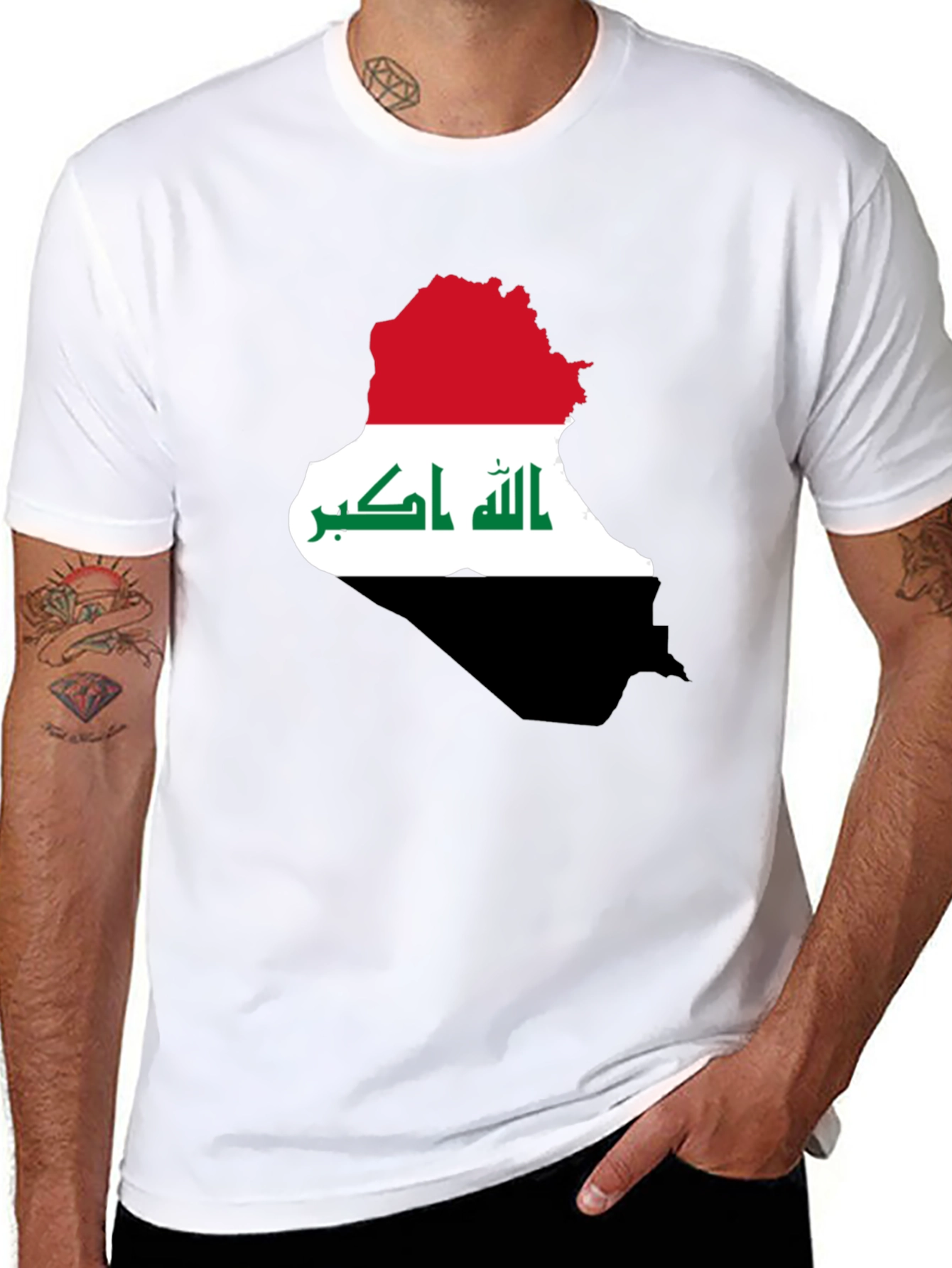 Iraq Flag Map T-Shirt - Mens Graphic Tee
