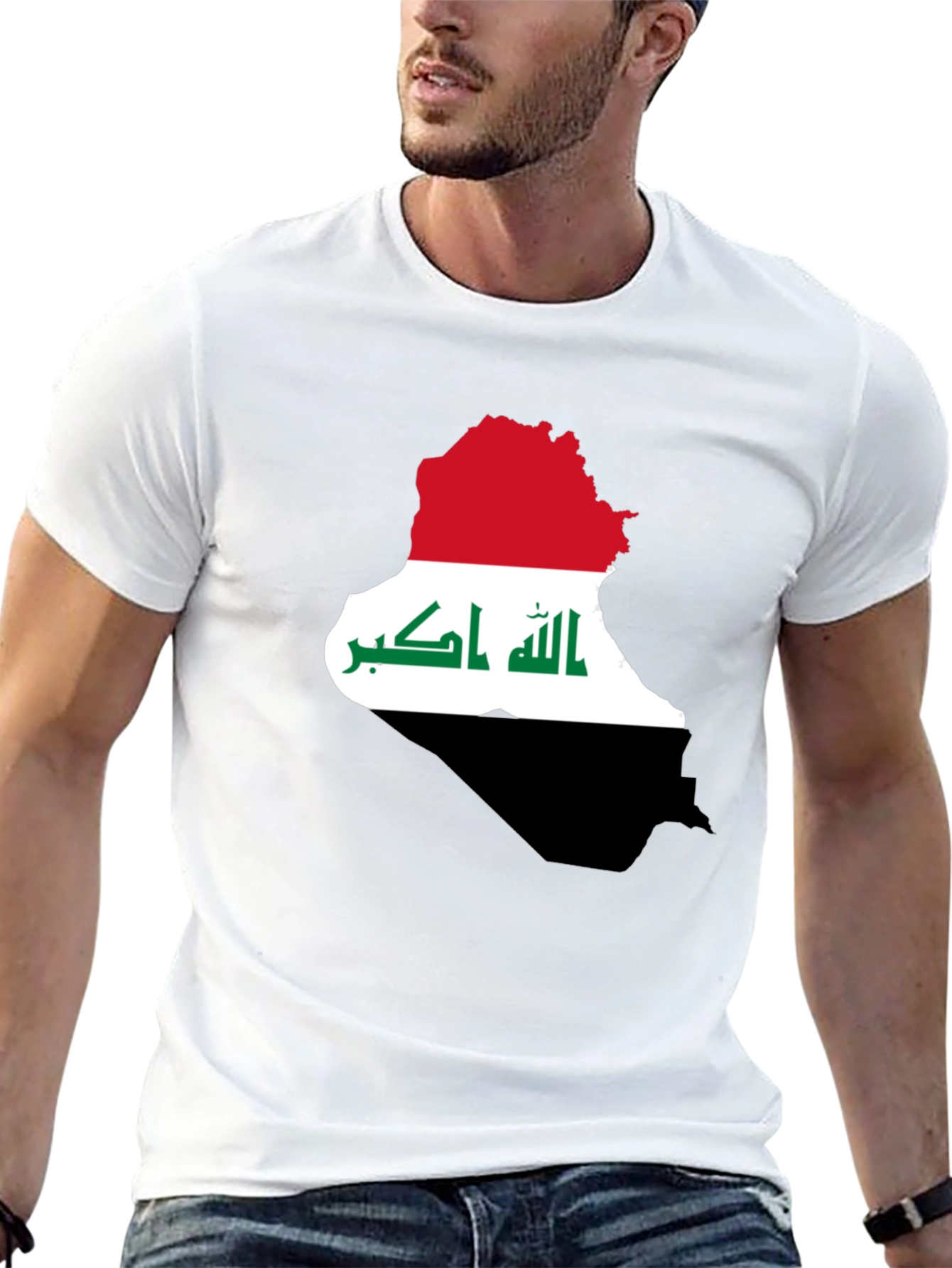Iraq Flag Map T-Shirt - Mens Graphic Tee