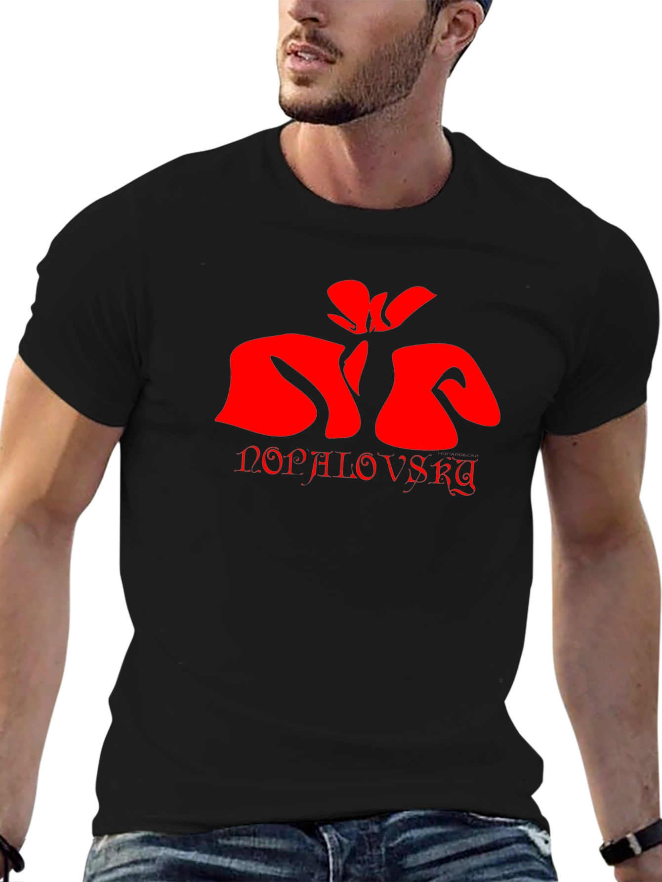 Unique Red Graphic Black T-Shirt