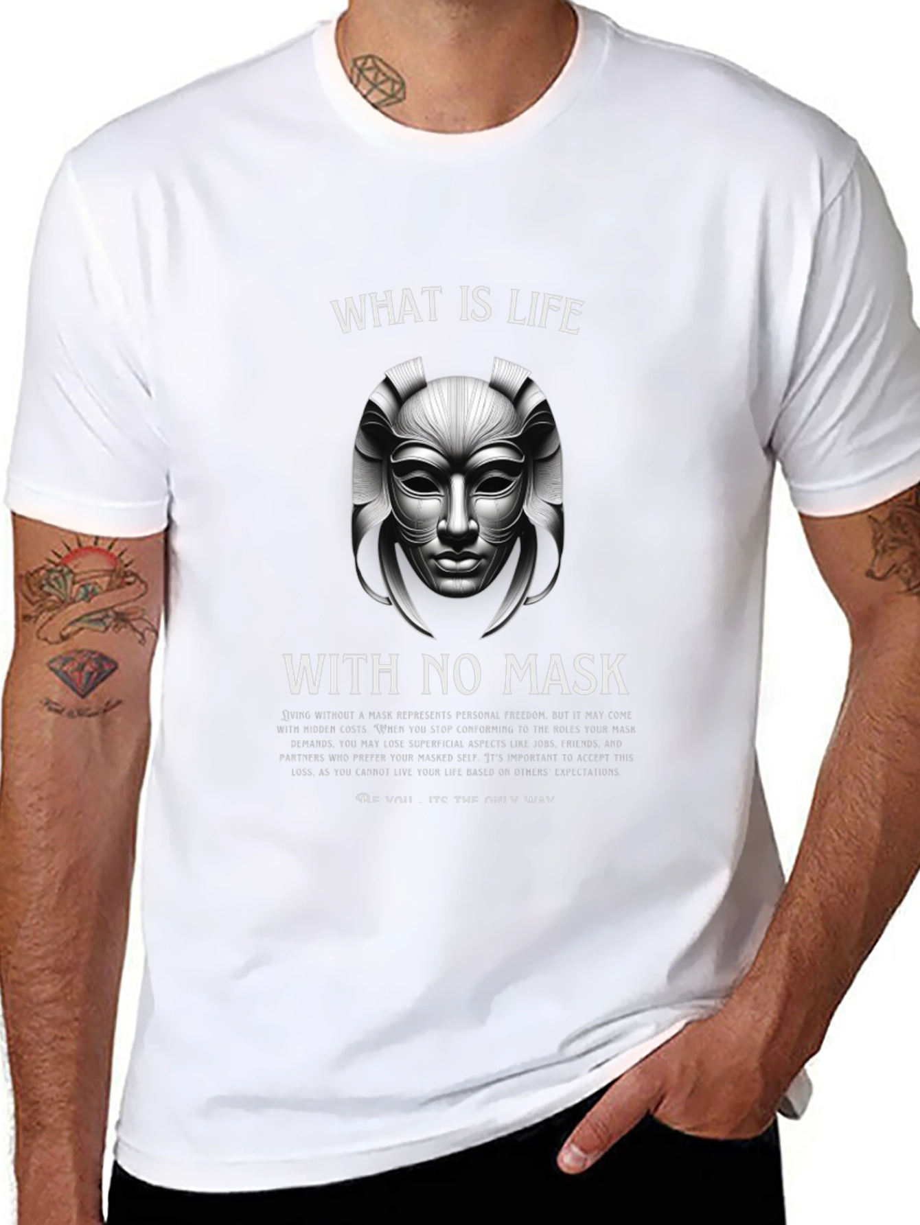 Philosophical Mask T-Shirt - Live Authentically
