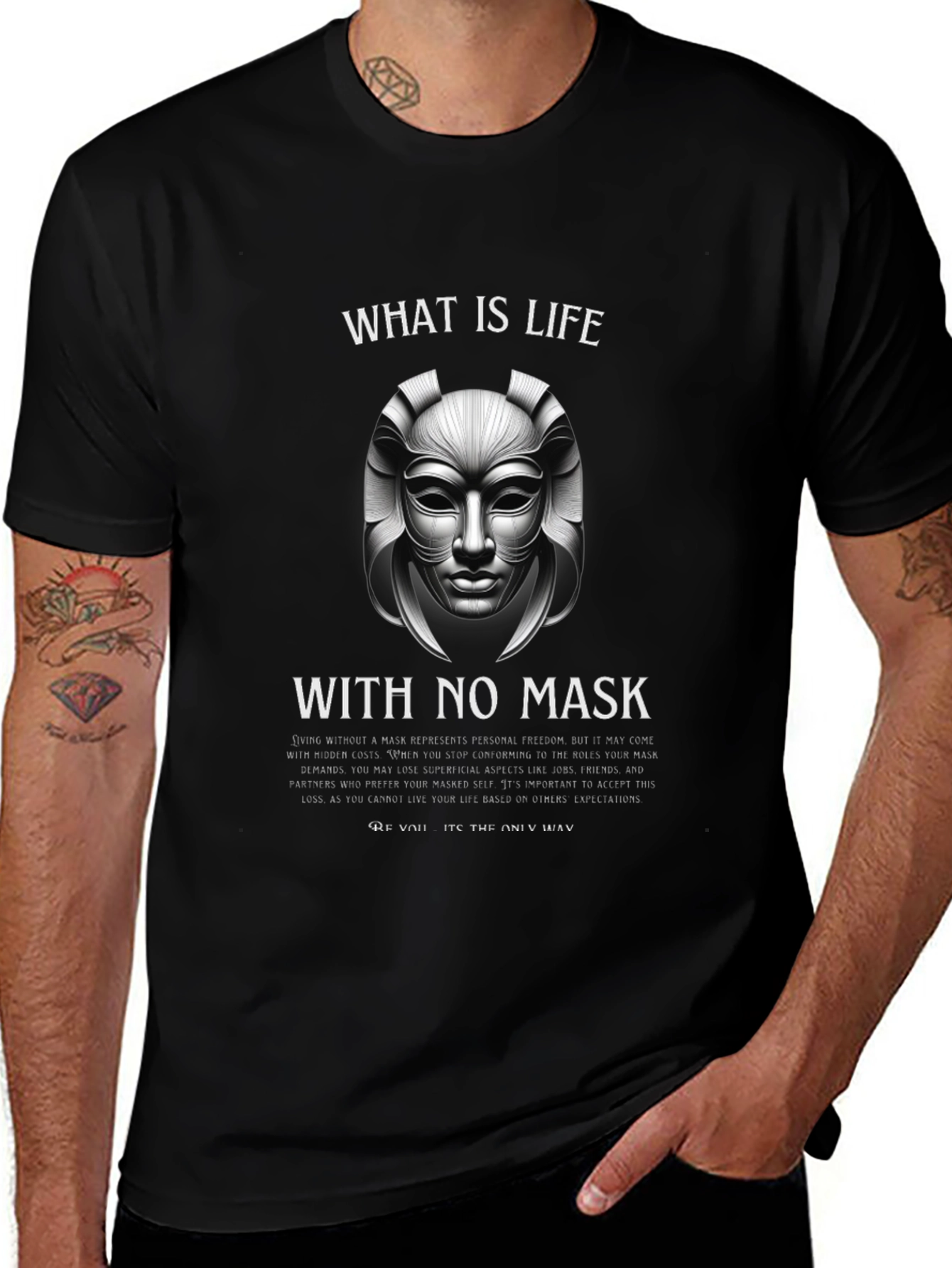 Philosophical Mask T-Shirt - Live Authentically