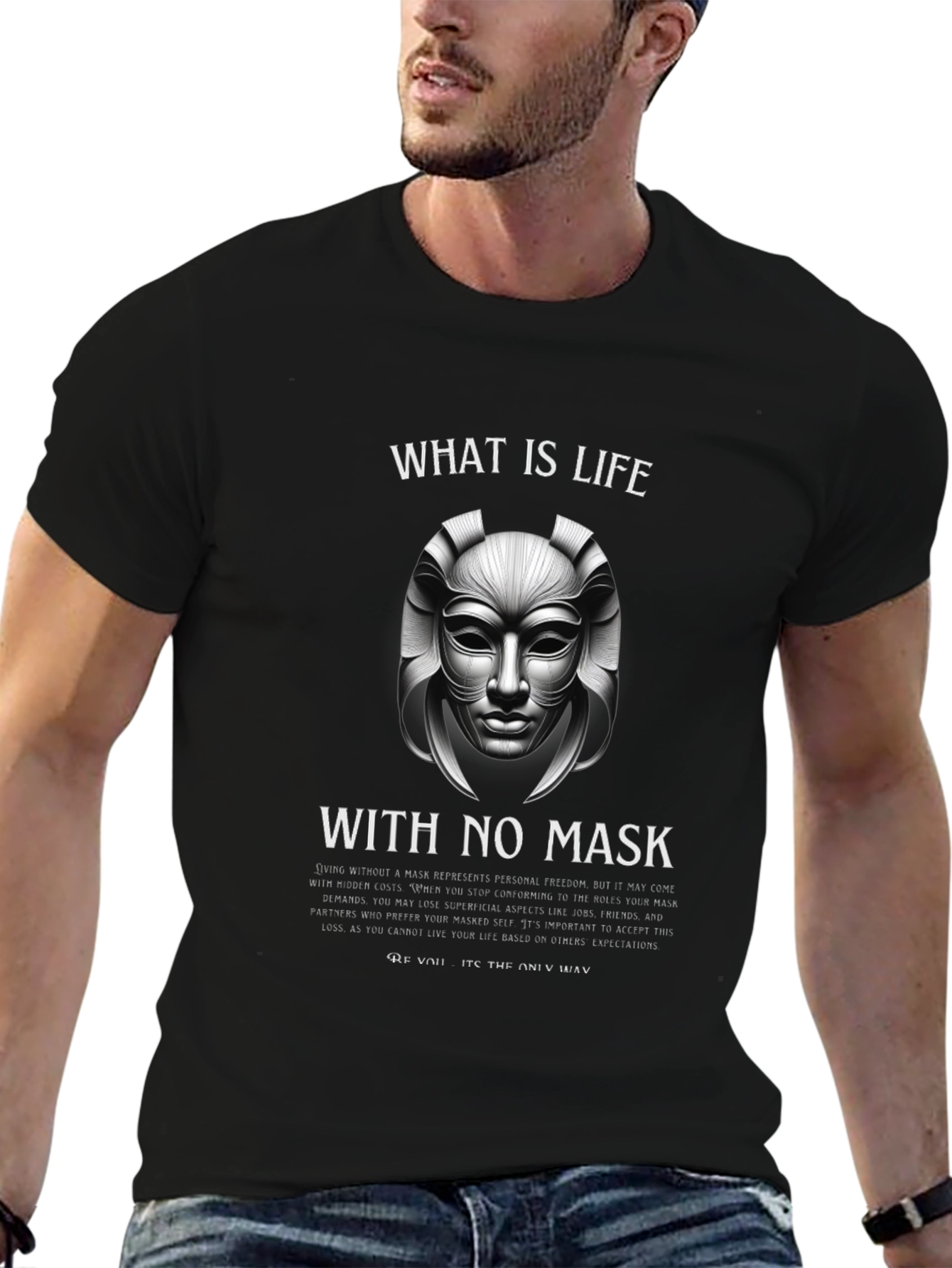Philosophical Mask T-Shirt - Live Authentically