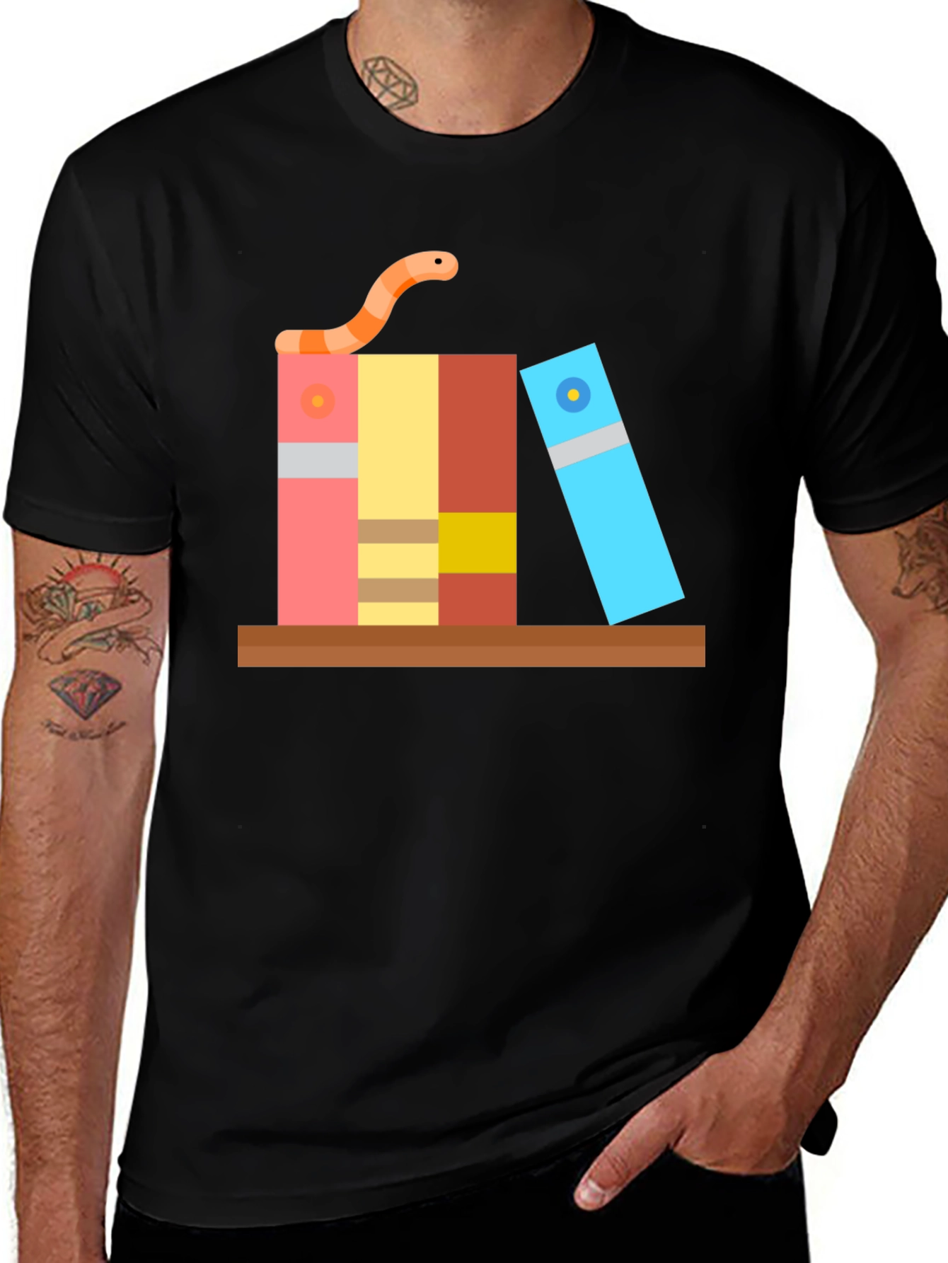 Bookworm Graphic Tee - Black Cotton T-Shirt