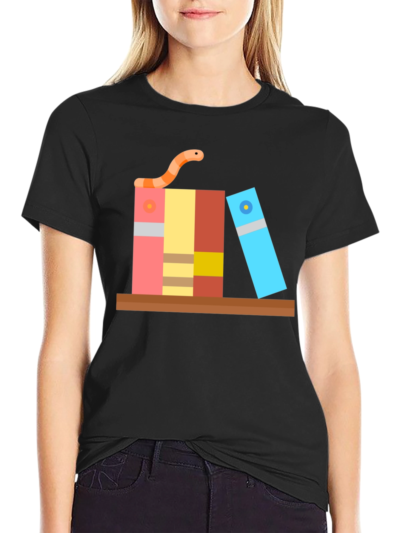 Bookworm Graphic Tee - Black Cotton T-Shirt