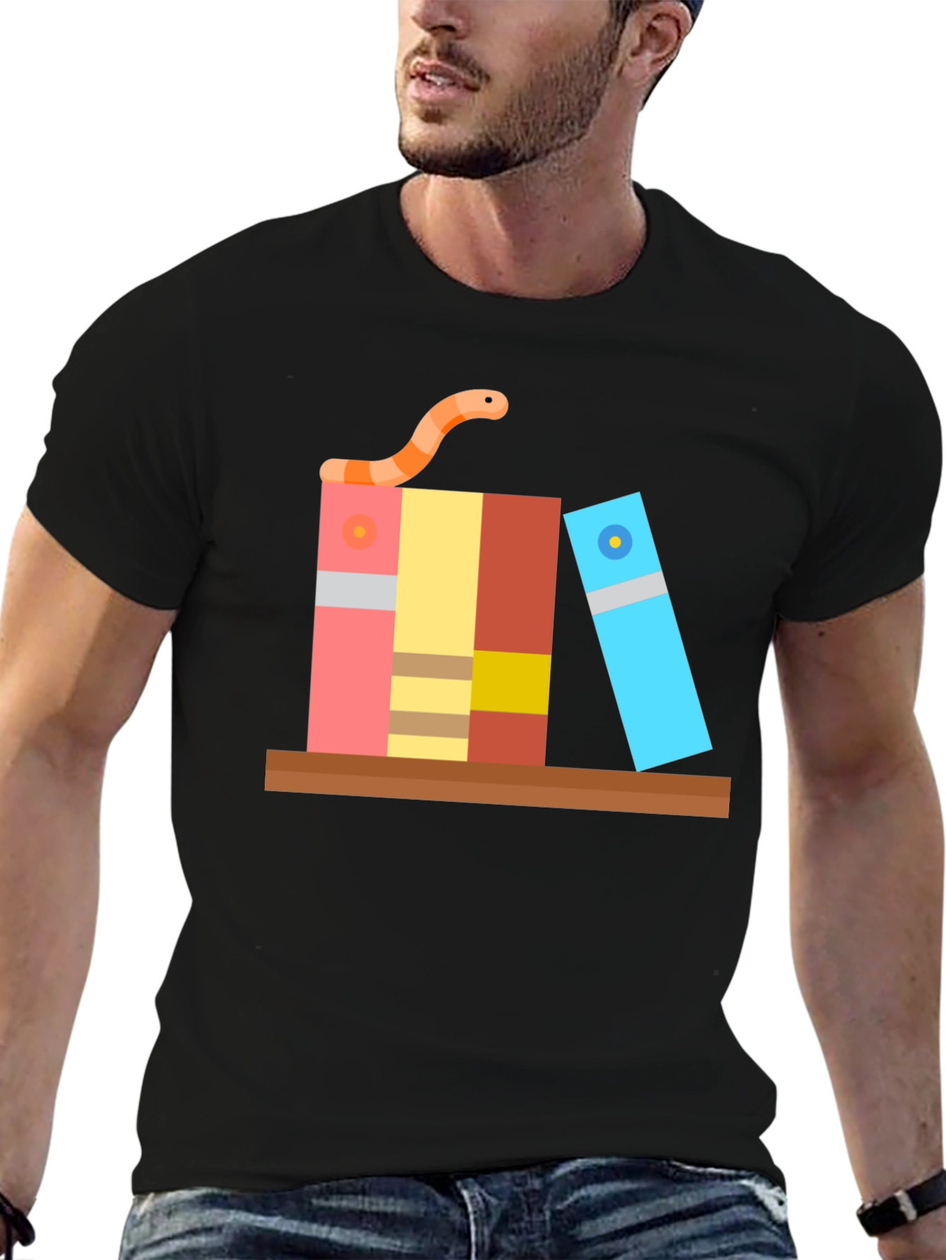 Bookworm Graphic Tee - Black Cotton T-Shirt