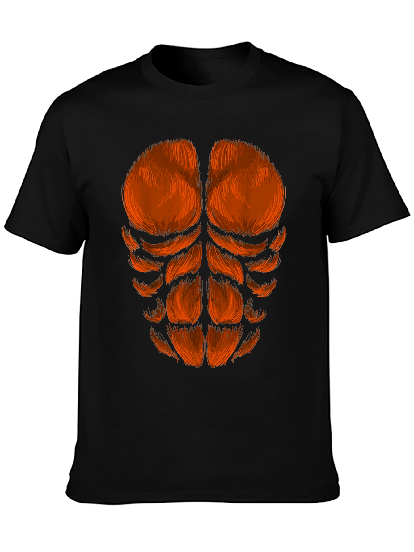 Funny Hairy Chest Abs T-Shirt - Black