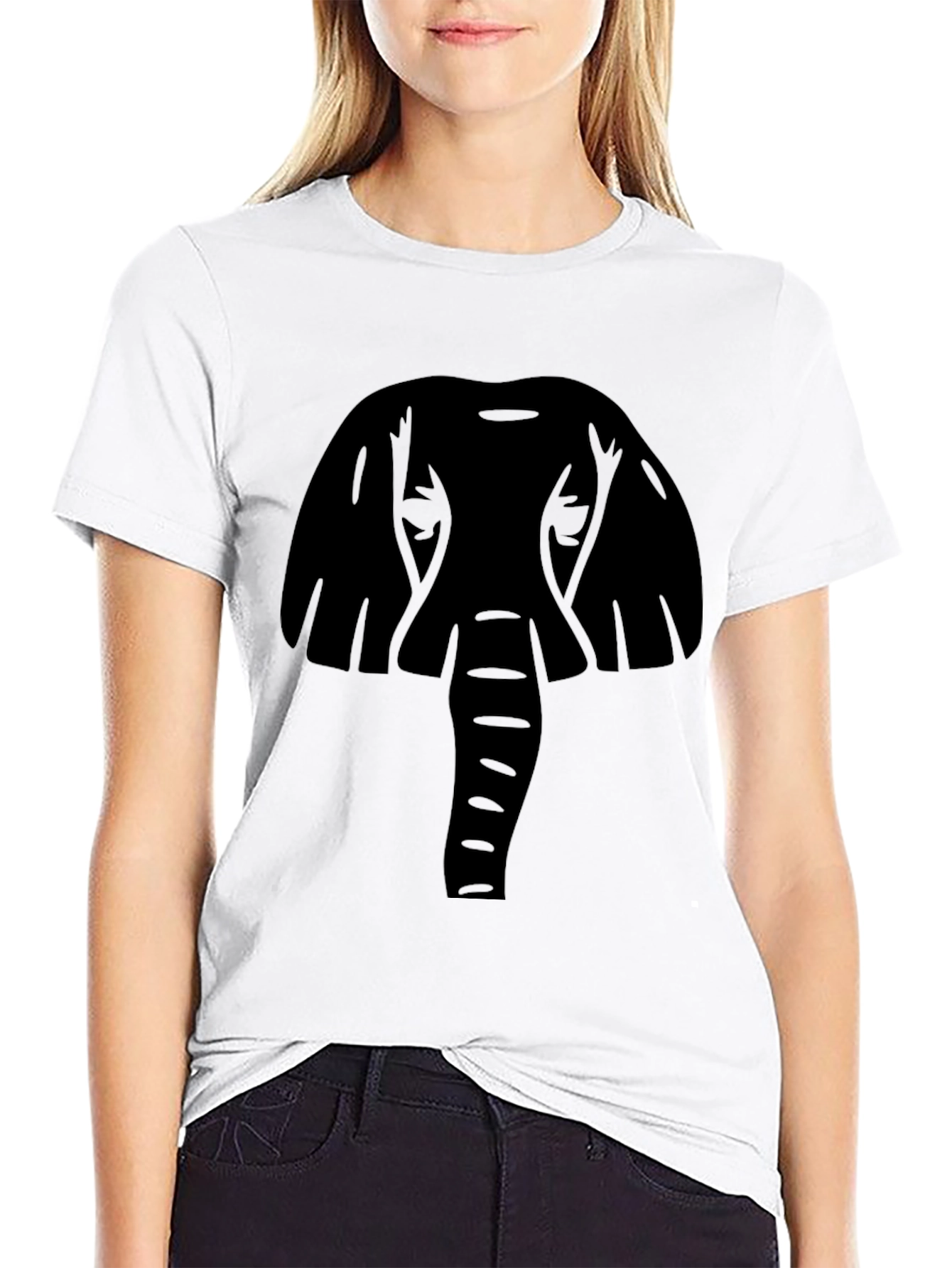 Elephant Graphic Print Mens Black T-Shirt