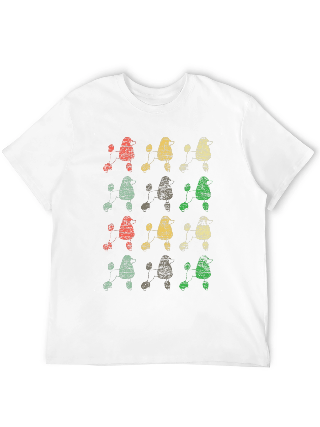 Retro Poodle Print Black T-Shirt