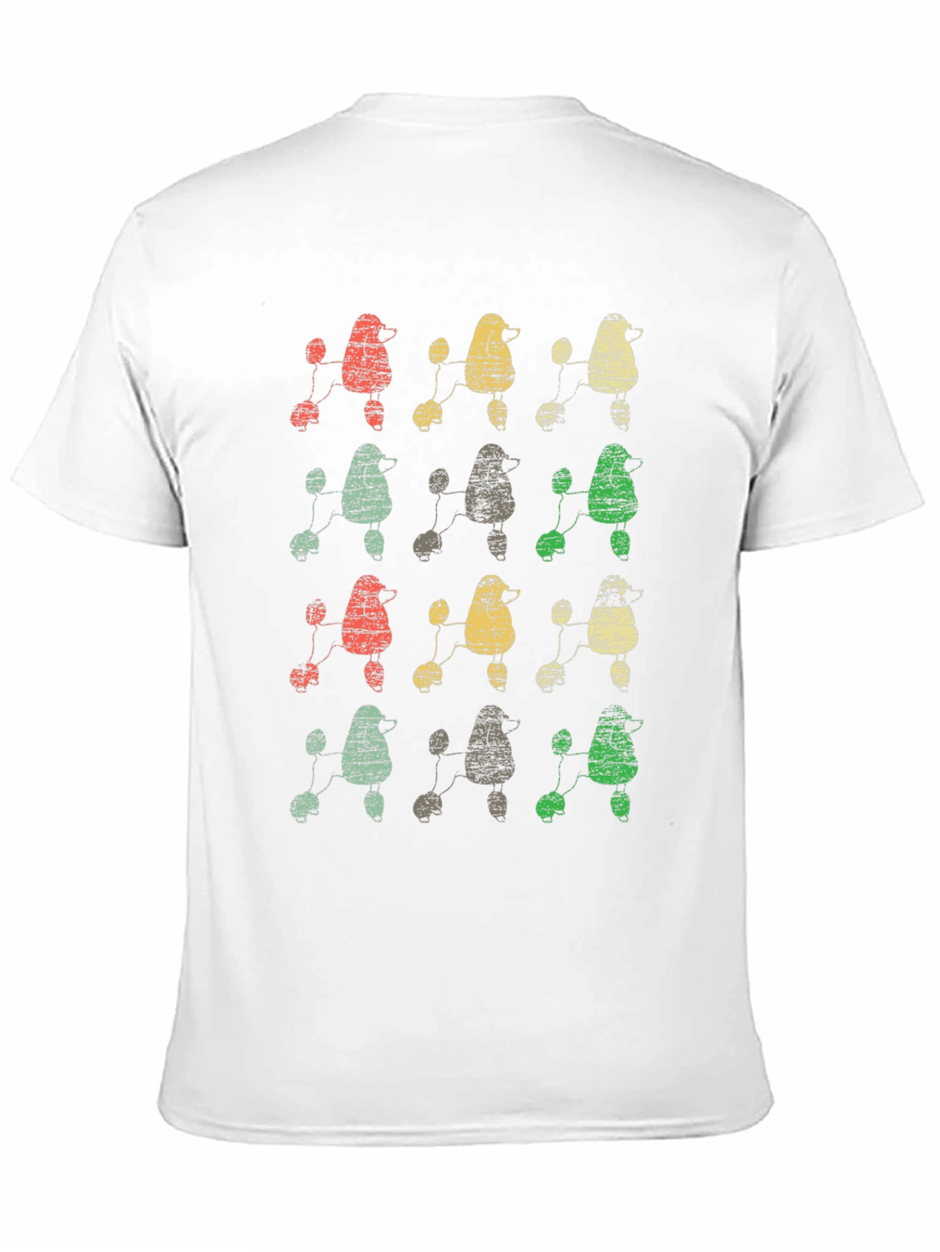 Retro Poodle Print Black T-Shirt